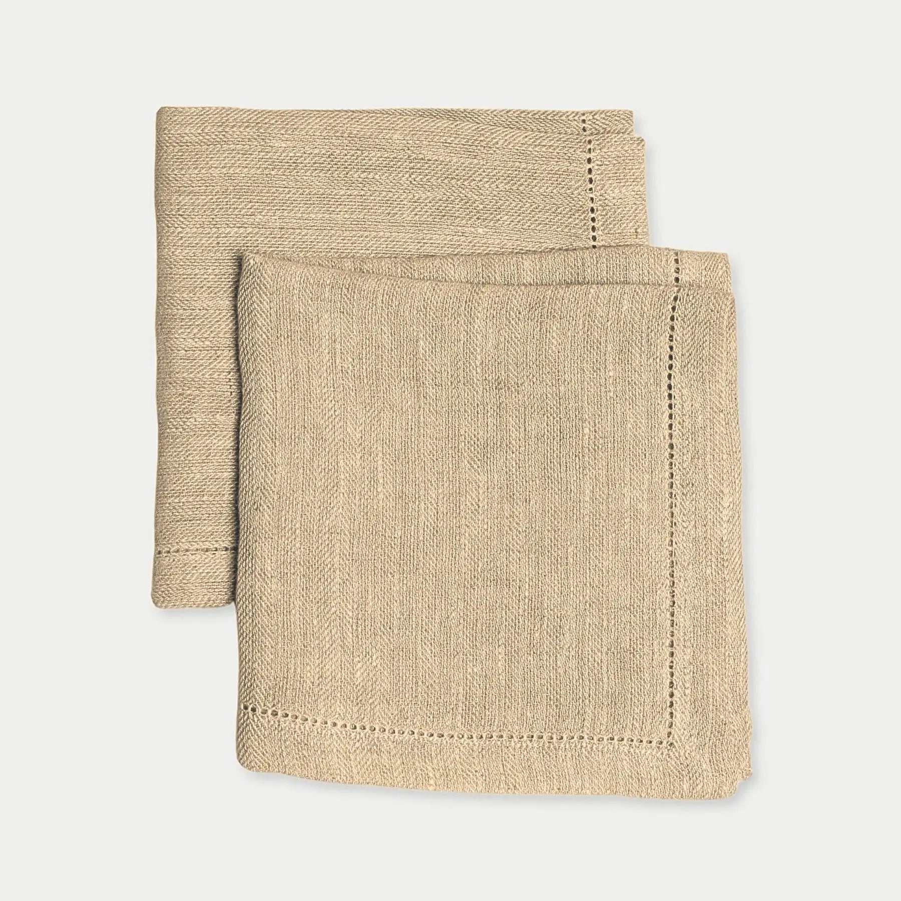 Sand Herringbone Linen Table Napkins-Set of 2