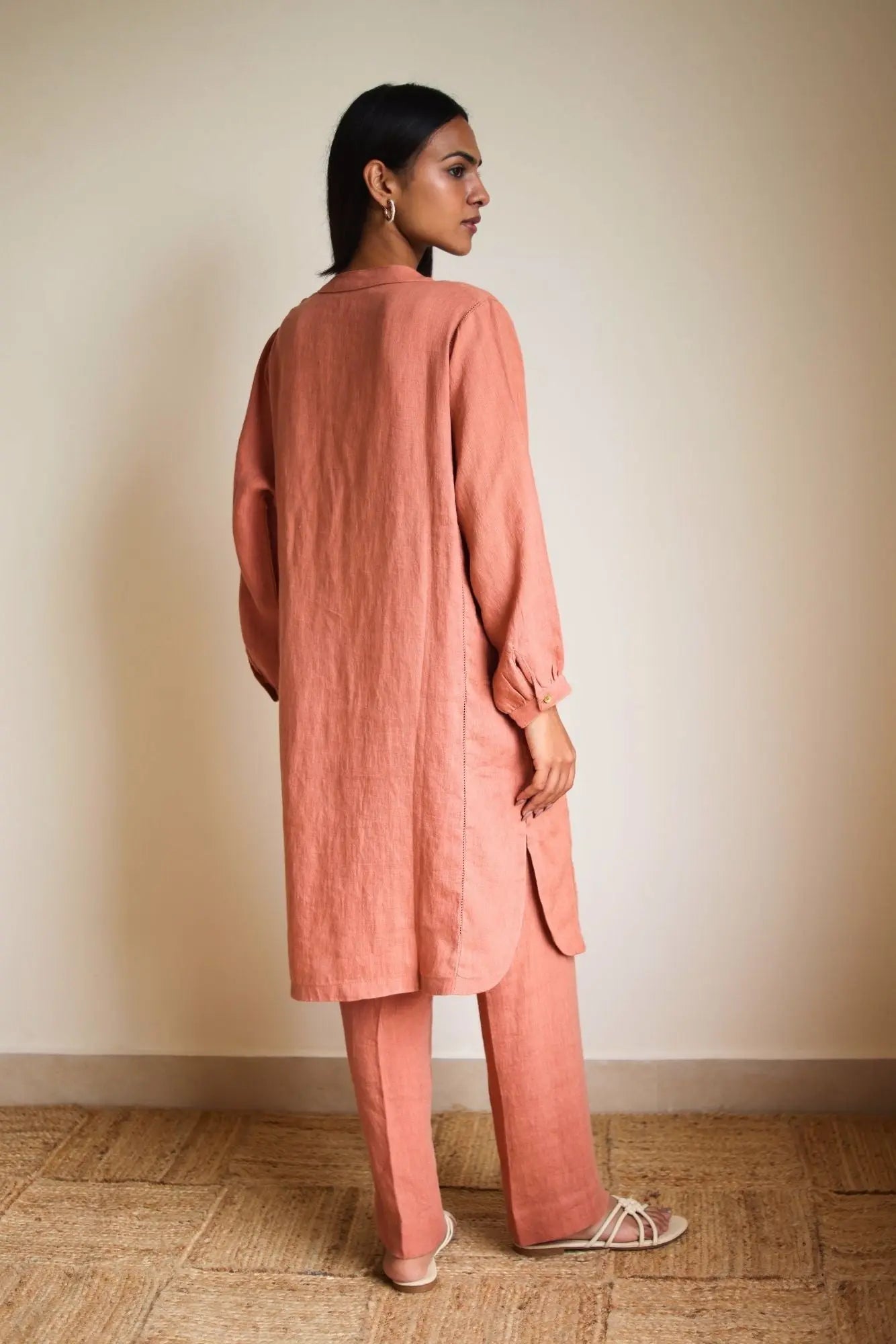 Eda Linen Rhubarb Kurta with Pants (Set of 2) SanctuaryLiving