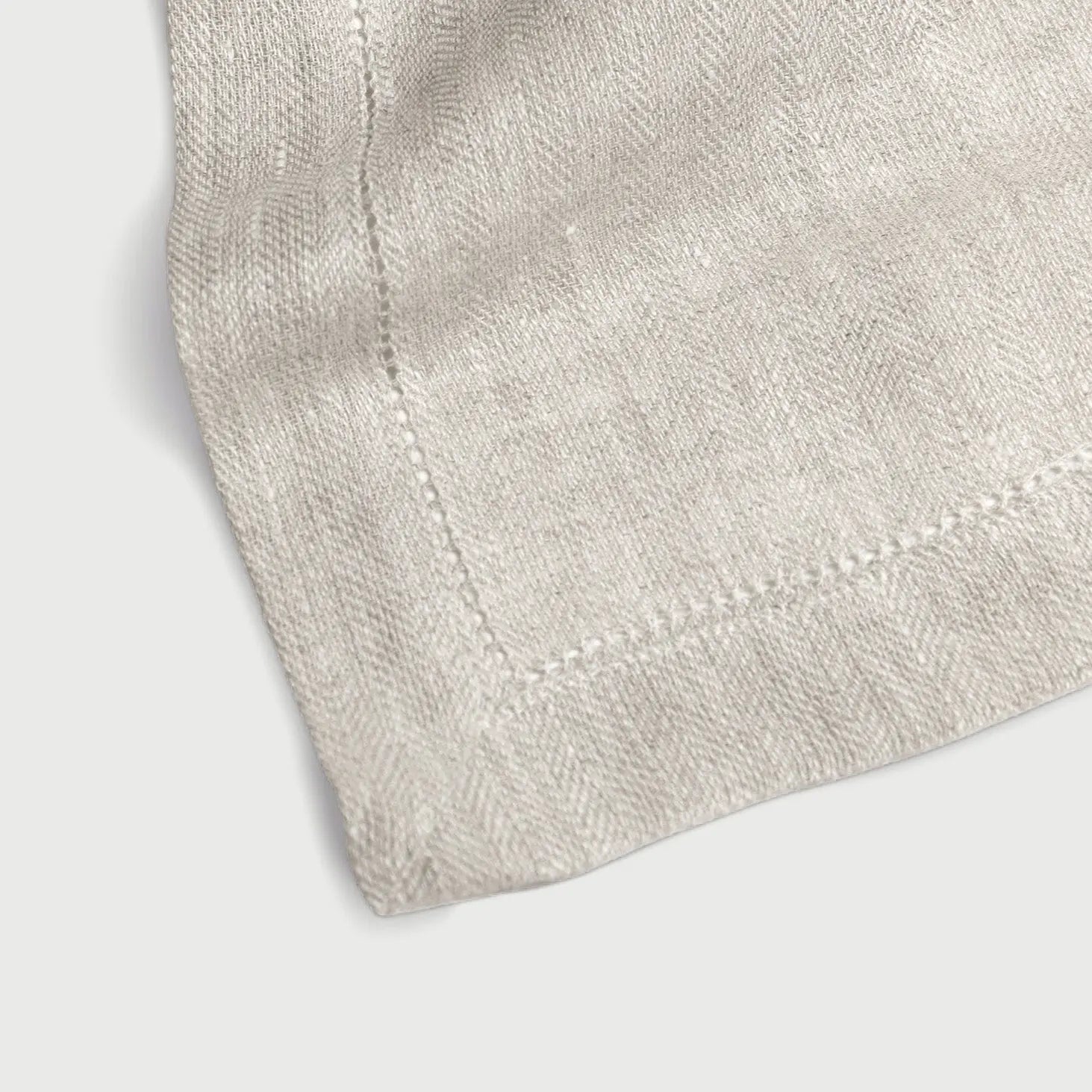 Oatmeal Herringbone Linen Table Runner SanctuaryLiving