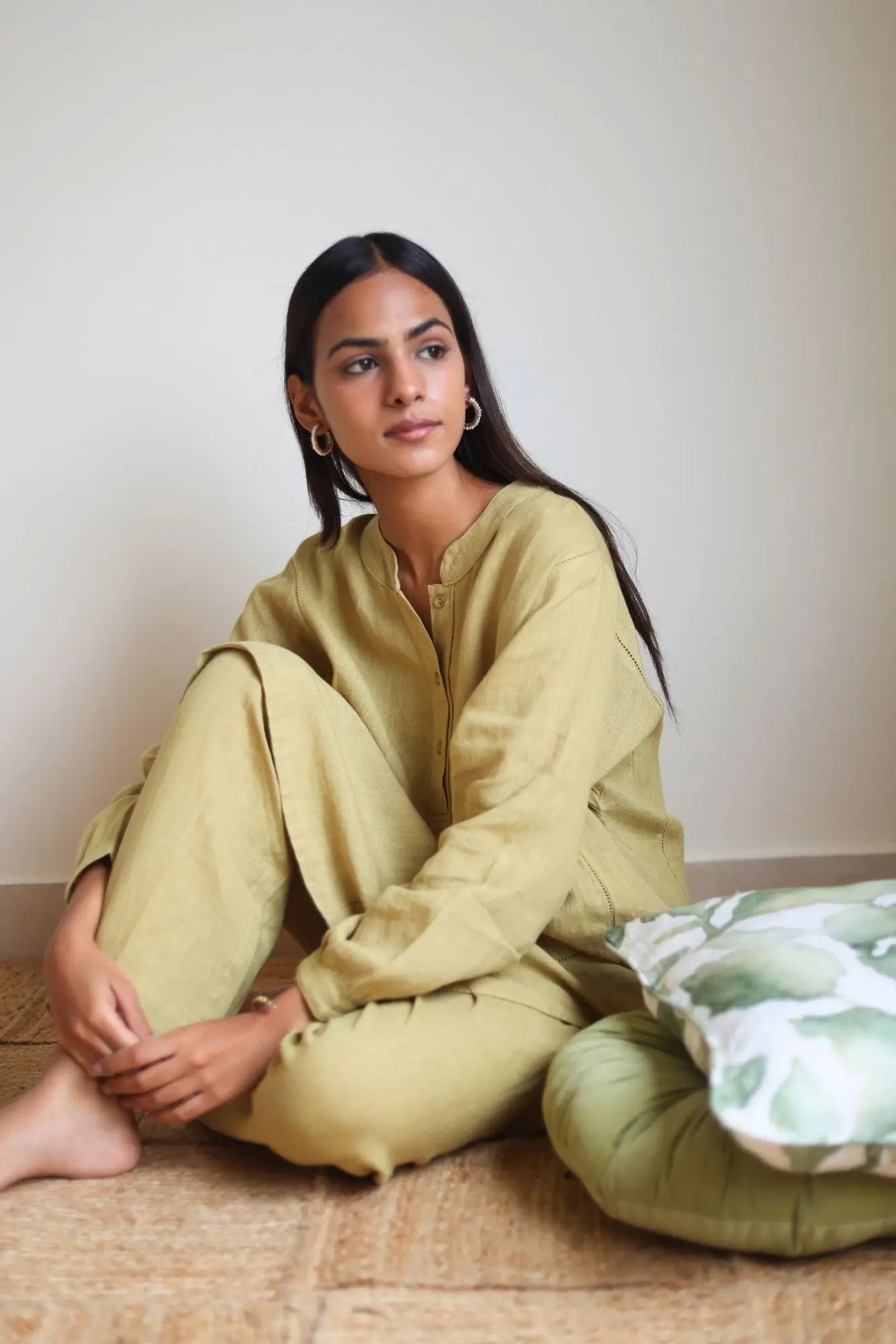 Eda Linen Ochre Kurta with Pants (Set of 2) SanctuaryLiving