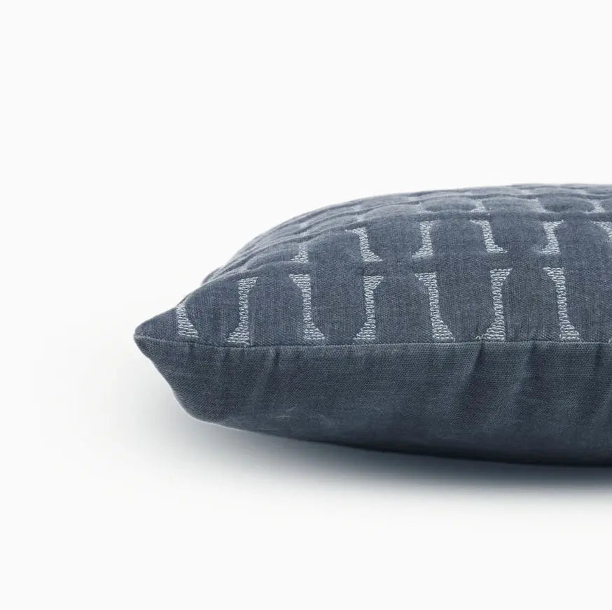 Twig Indigo Embroidered Velvet Cushion Cover SanctuaryLiving