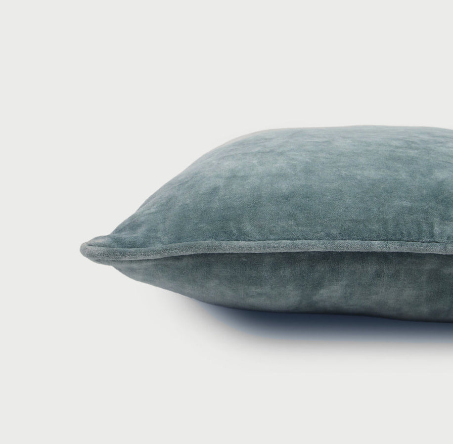 Soft Blue Velvet Euro Sham