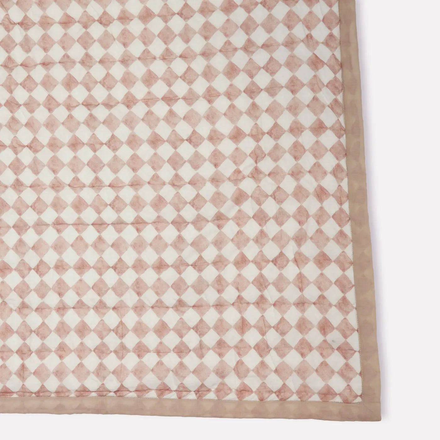 Checker Mosaic Blush Kantha Cotton Quilt SanctuaryLiving