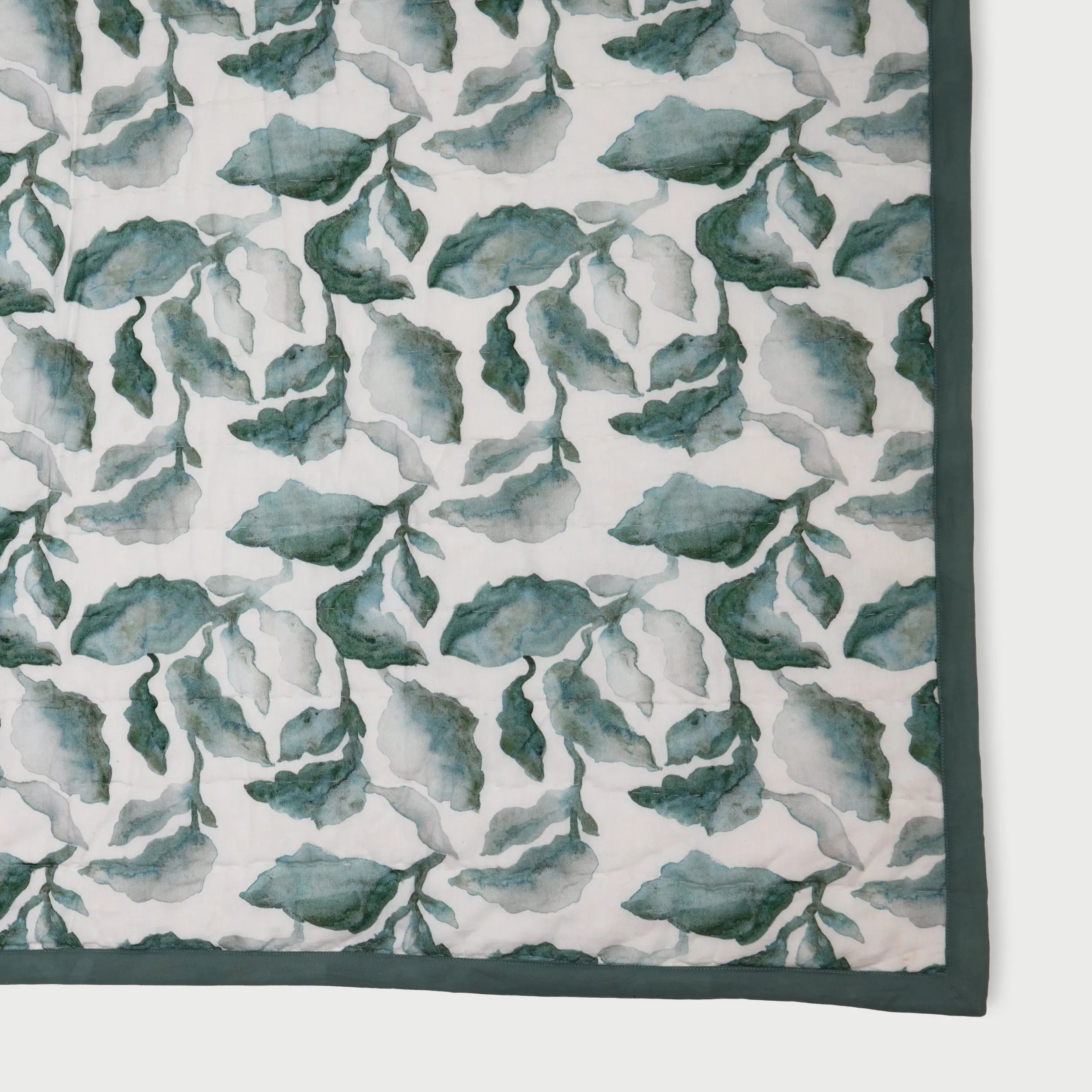 Cascade Speckle Teal Kantha Cotton Quilt SanctuaryLiving