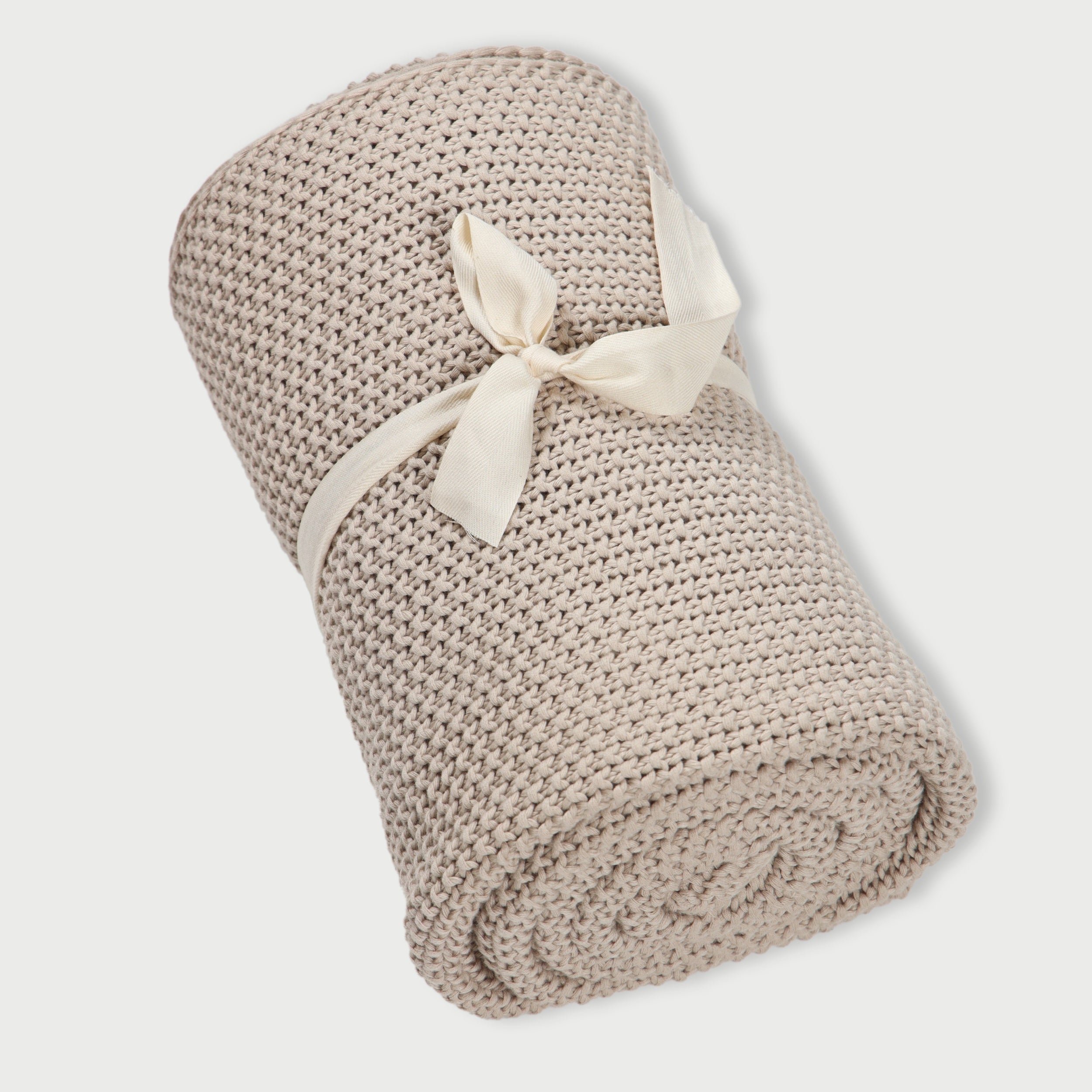 Beige Moss Knit Throw