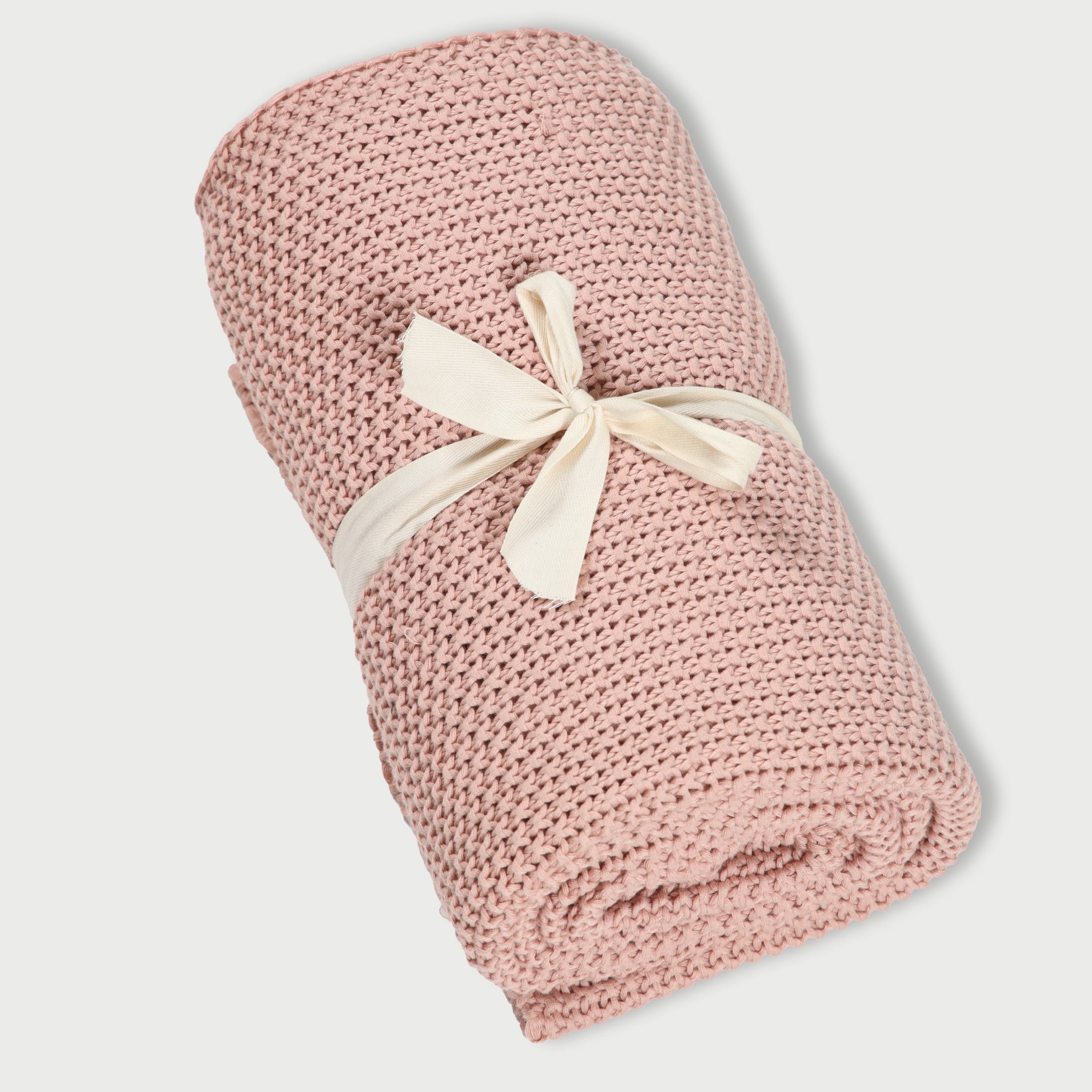Soft Pink Moss Knit Throw