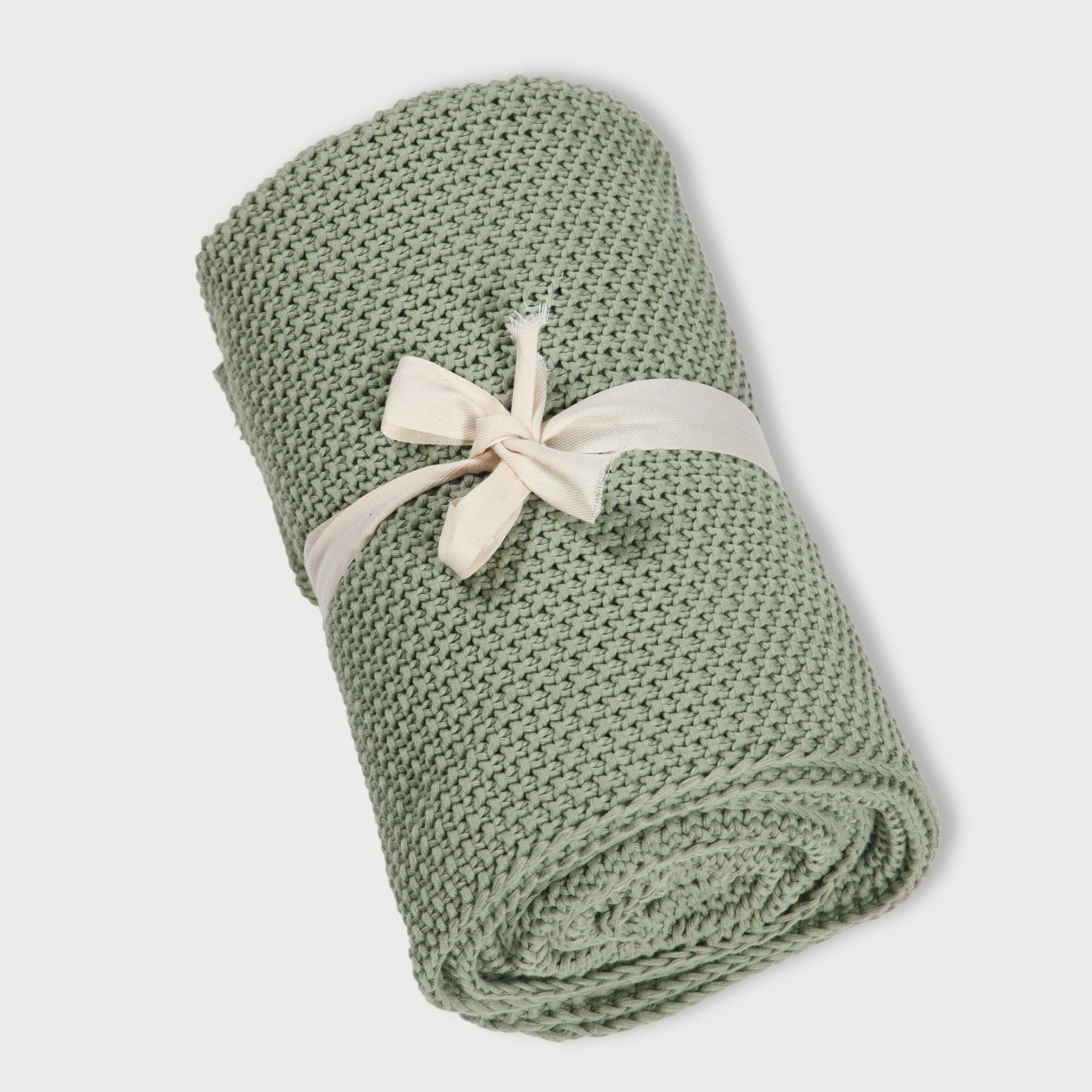 Sage Moss Knit Throw