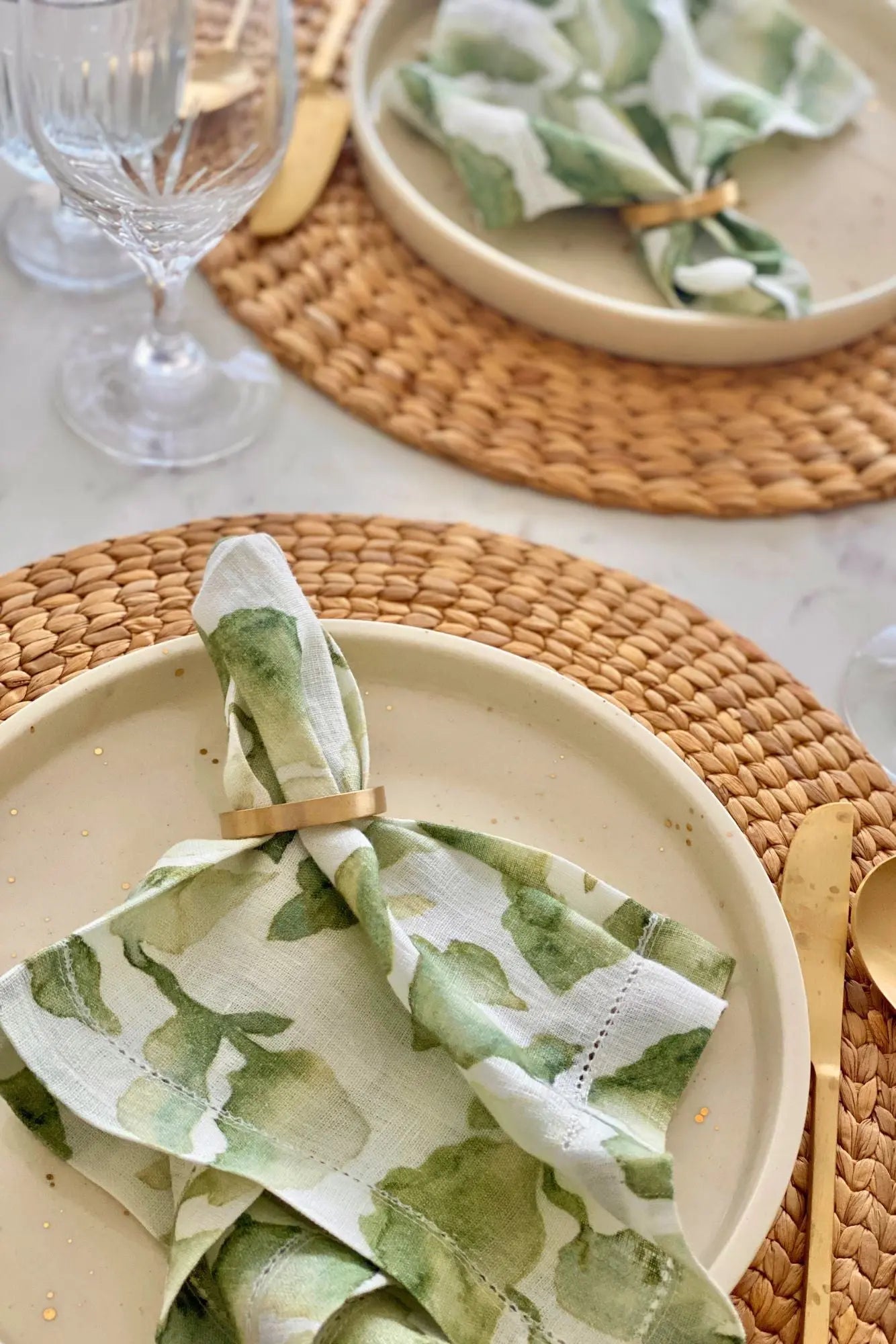Cascade Green Gift Set-Linen Napkins & Napkin Rings SanctuaryLiving