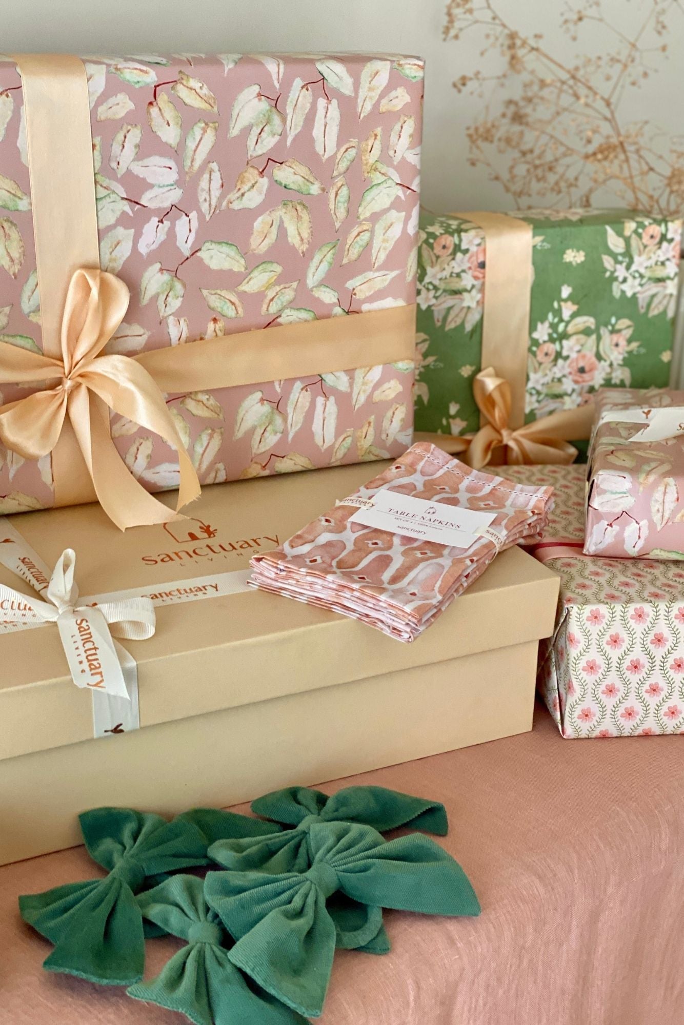 Mosaic Sage Gift Box-Napkins & Napkin Rings