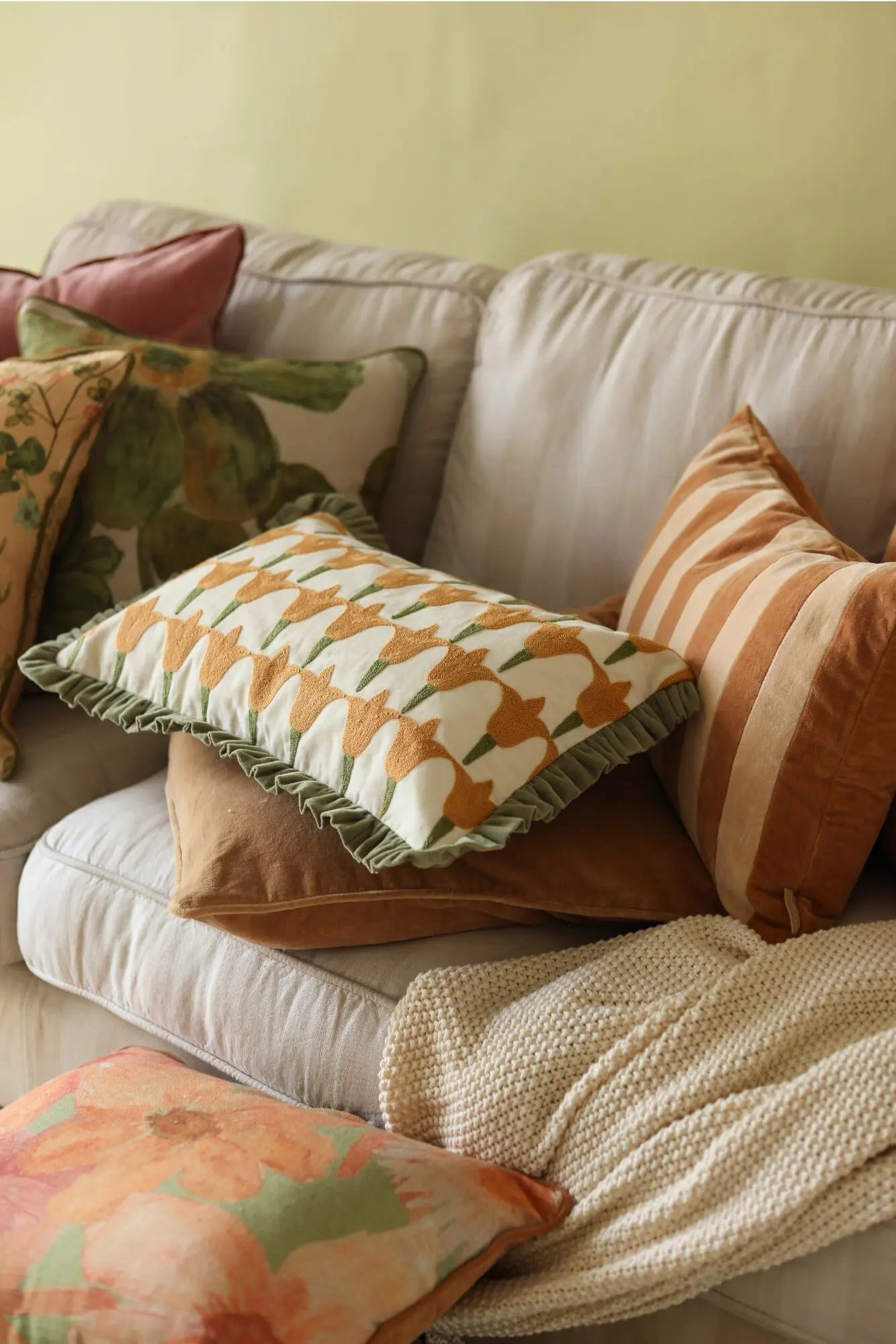 Tulip Peach Oblong Cushion Cover SanctuaryLiving