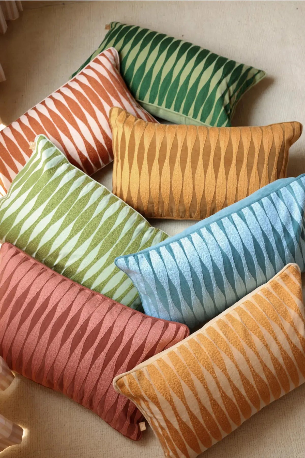 Ripple Rhubarb Oblong Cushion Cover SanctuaryLiving