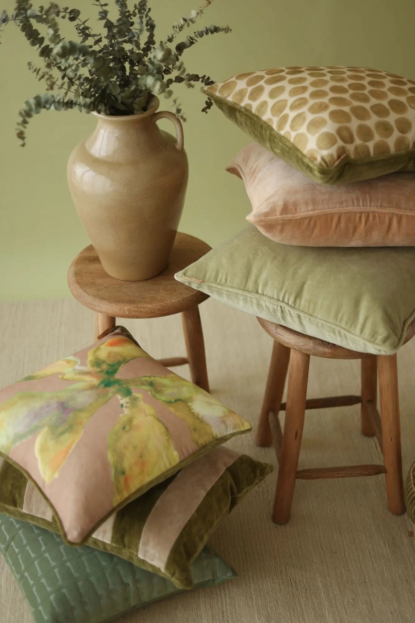 Willow Olive Velvet Stripe Cushion Cover SanctuaryLiving