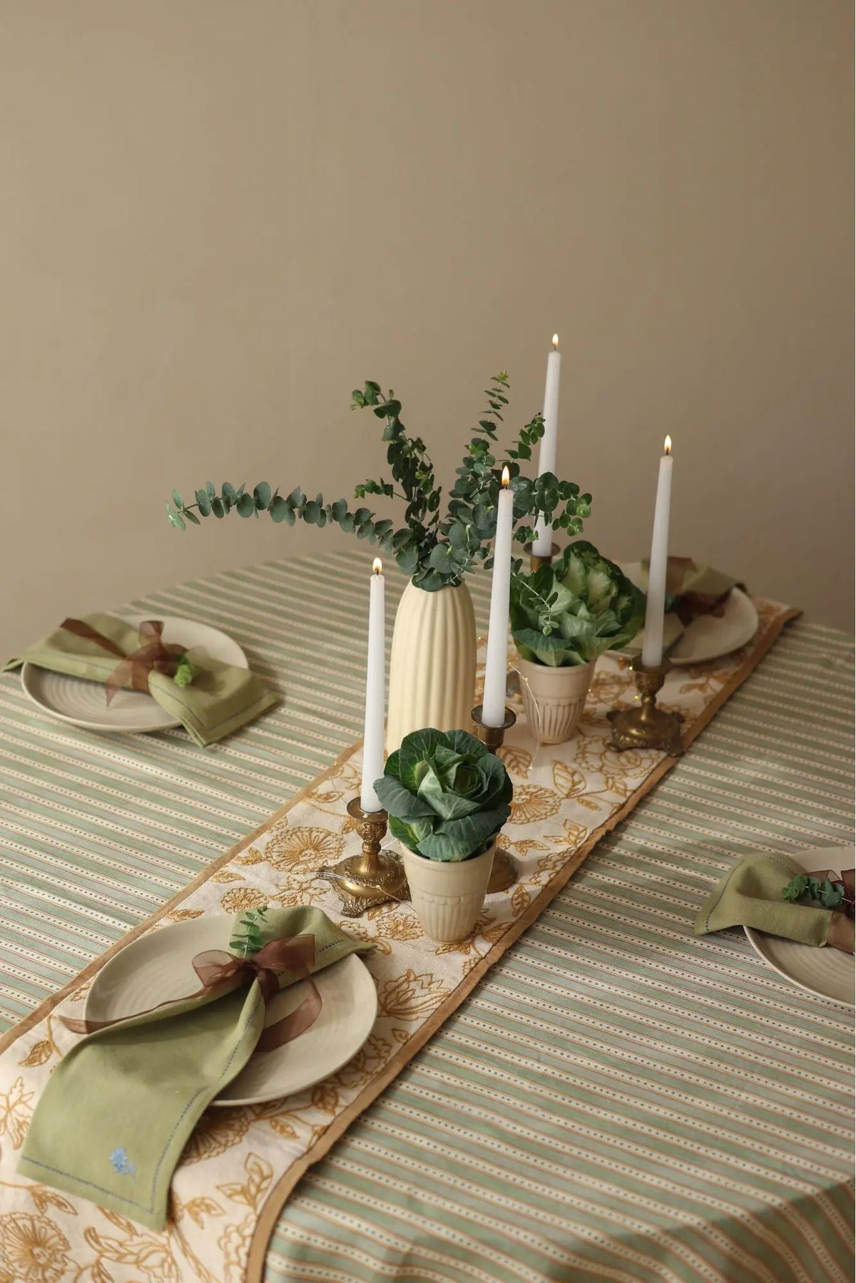 Rosabelle Chintz Ochre Table Runner SanctuaryLiving