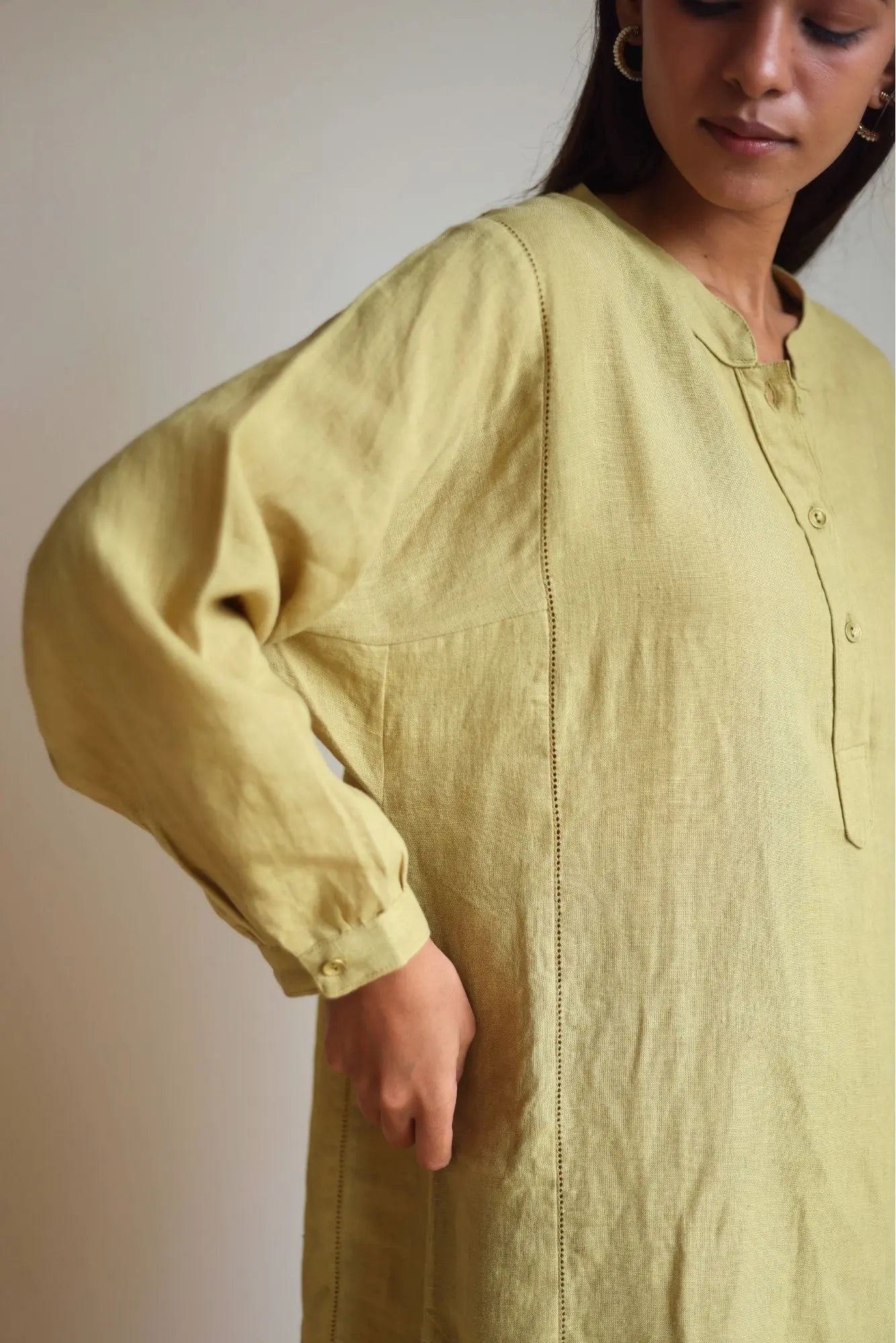 Eda Linen Ochre Kurta with Pants (Set of 2) SanctuaryLiving