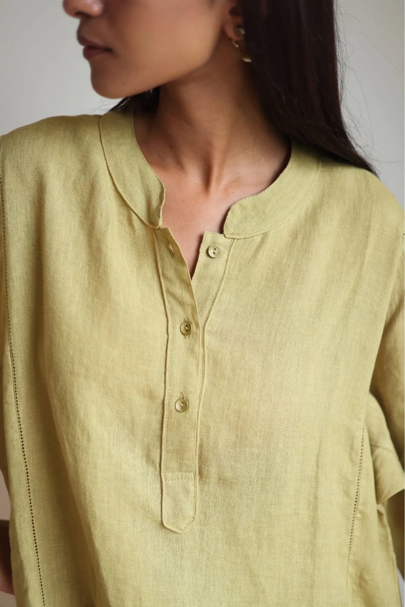 Eda Linen Ochre Kurta with Pants (Set of 2) SanctuaryLiving