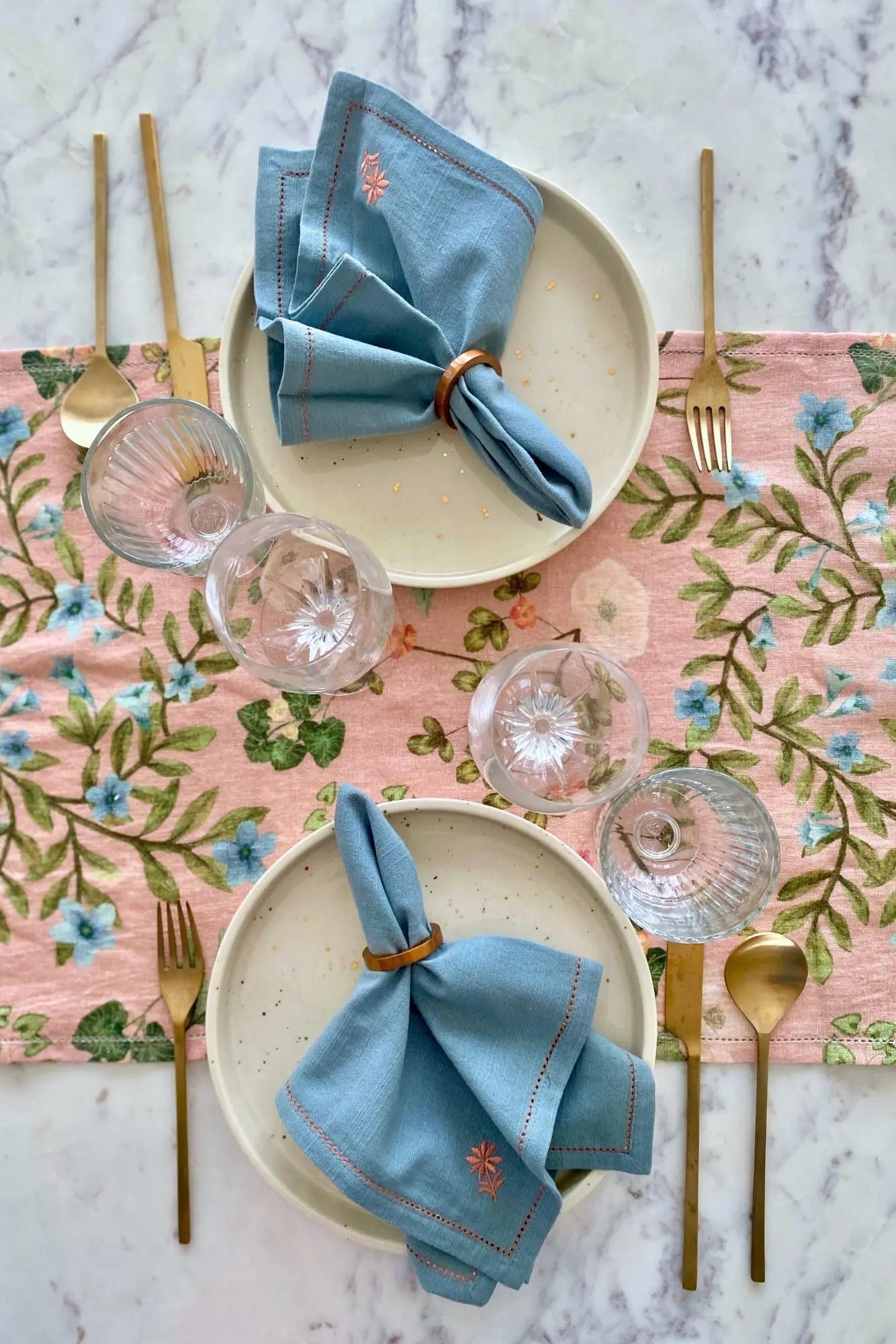Valley Rose Linen Table Runner SanctuaryLiving