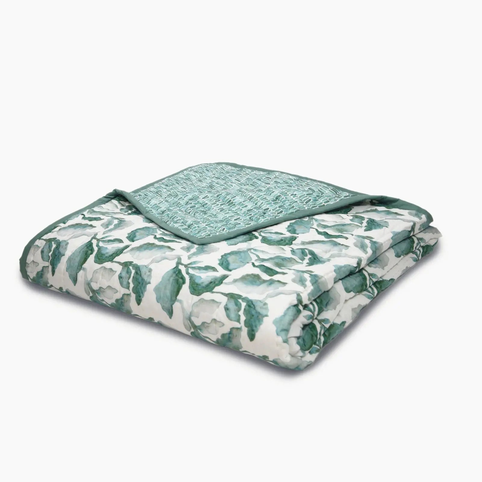 Cascade Speckle Teal Kantha Cotton Quilt SanctuaryLiving
