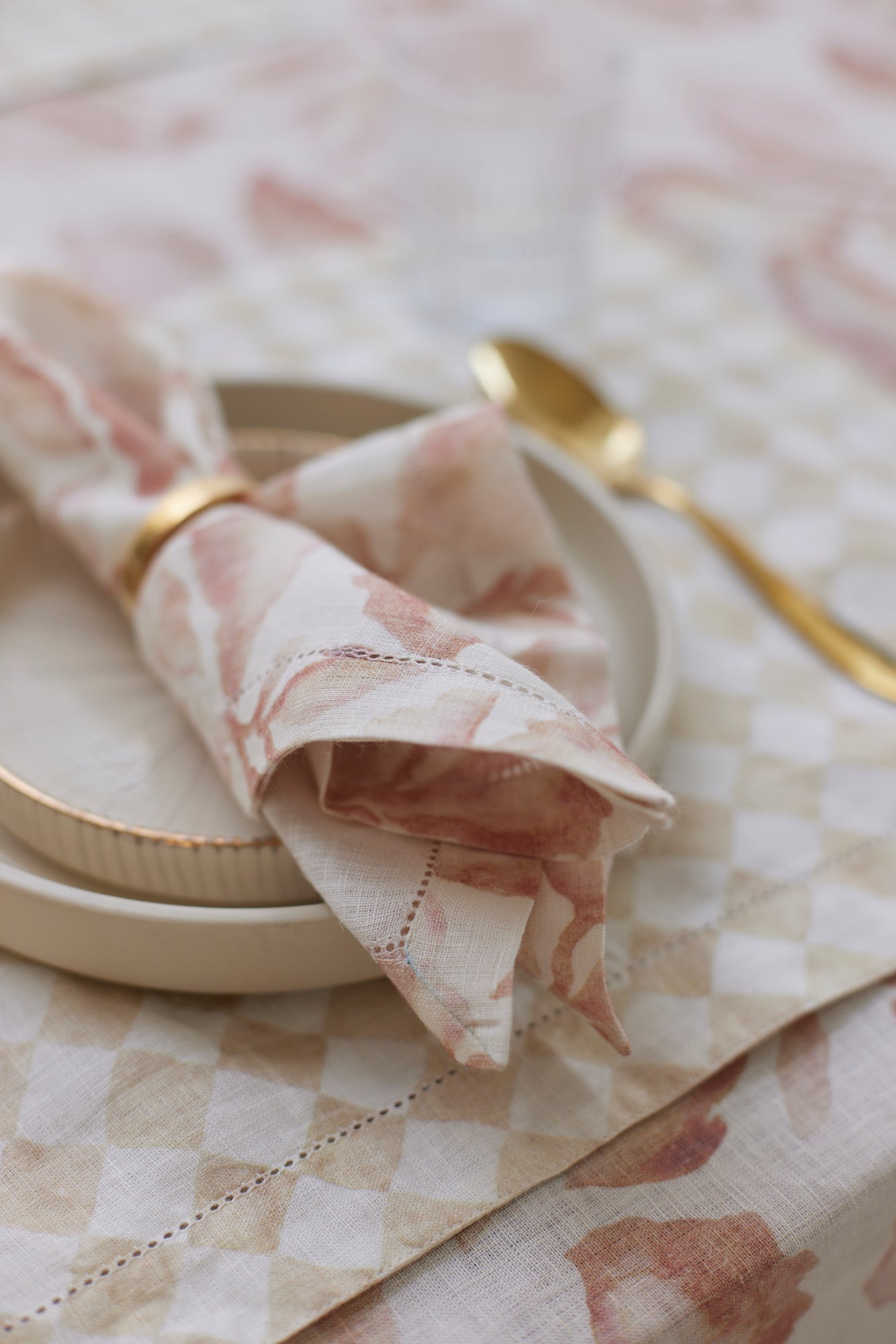 Cascade Blush Linen Table Napkins-Set of 2
