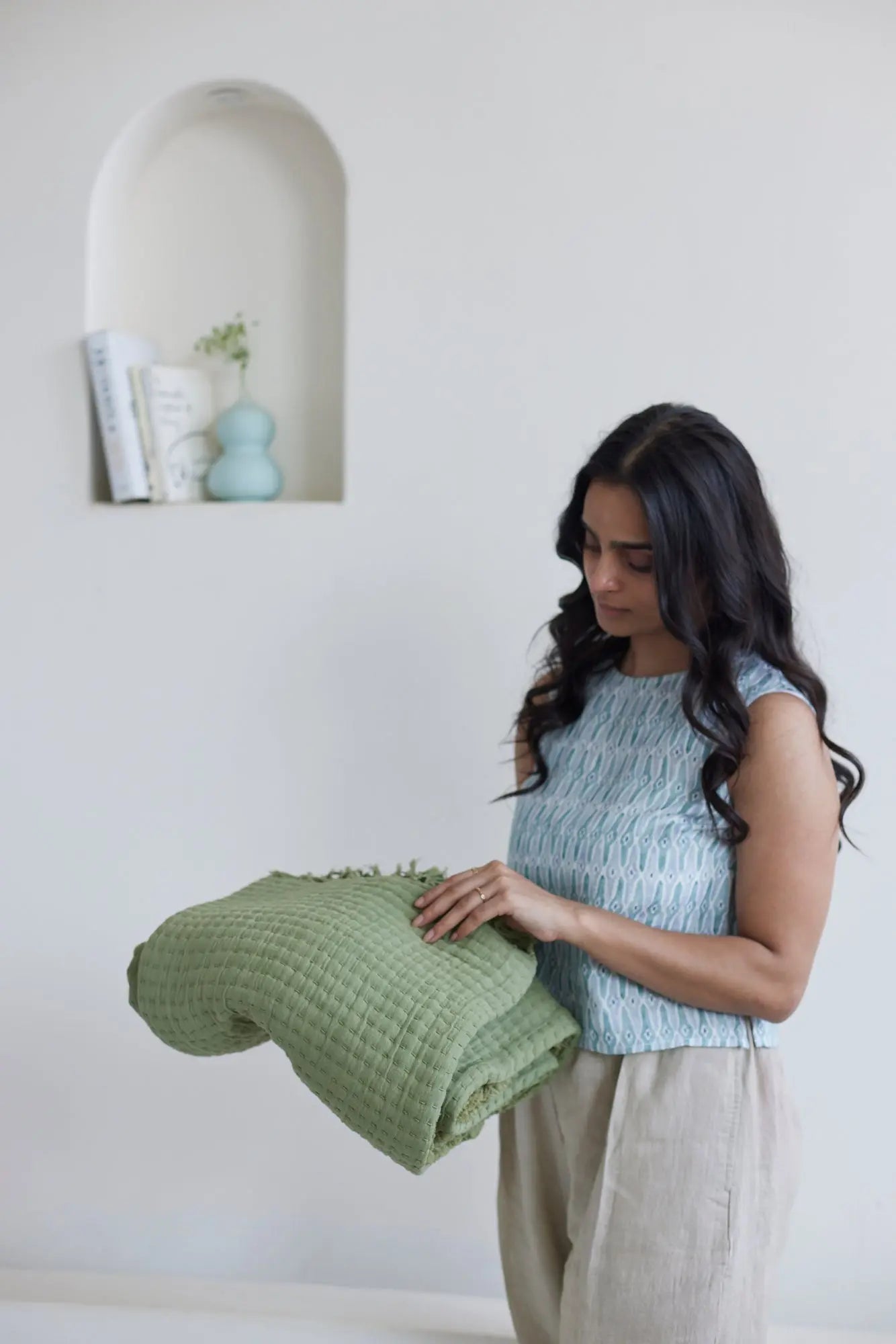 Trail Sage Cotton Throw SanctuaryLiving