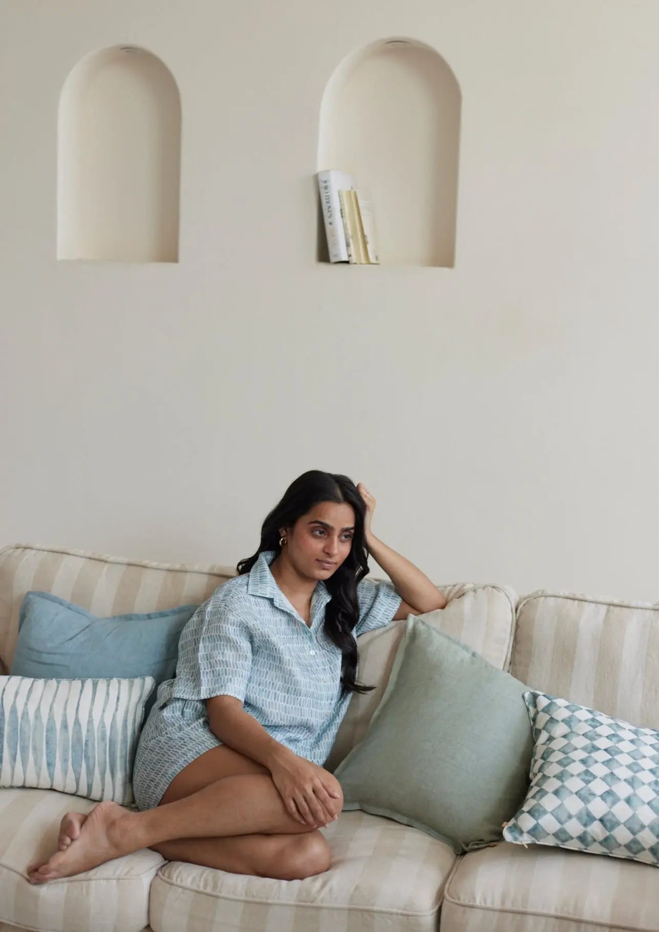 Echo Speckle Blue Shorts SanctuaryLiving