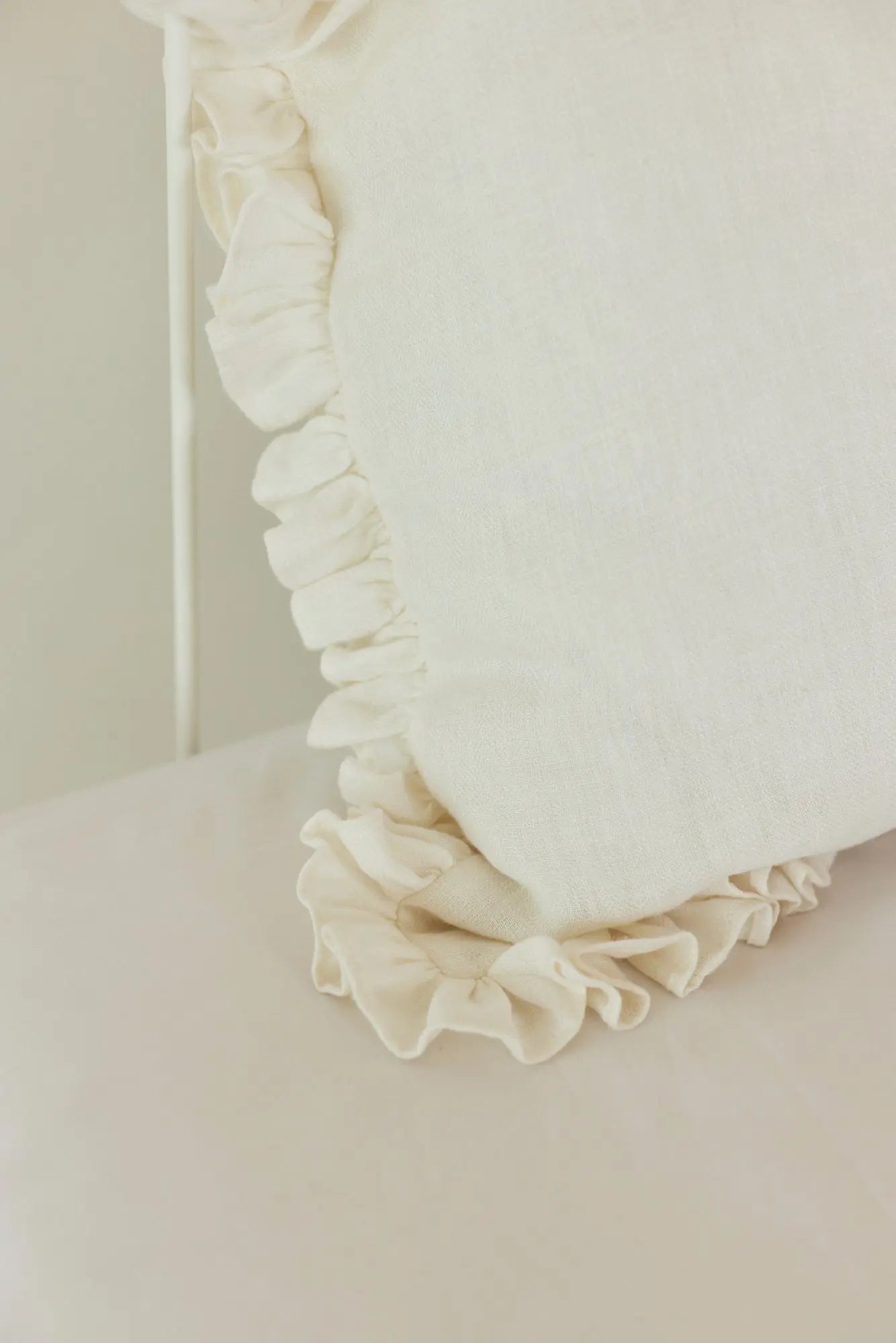 Linen Ruffle Ivory Pillow Cover SanctuaryLiving