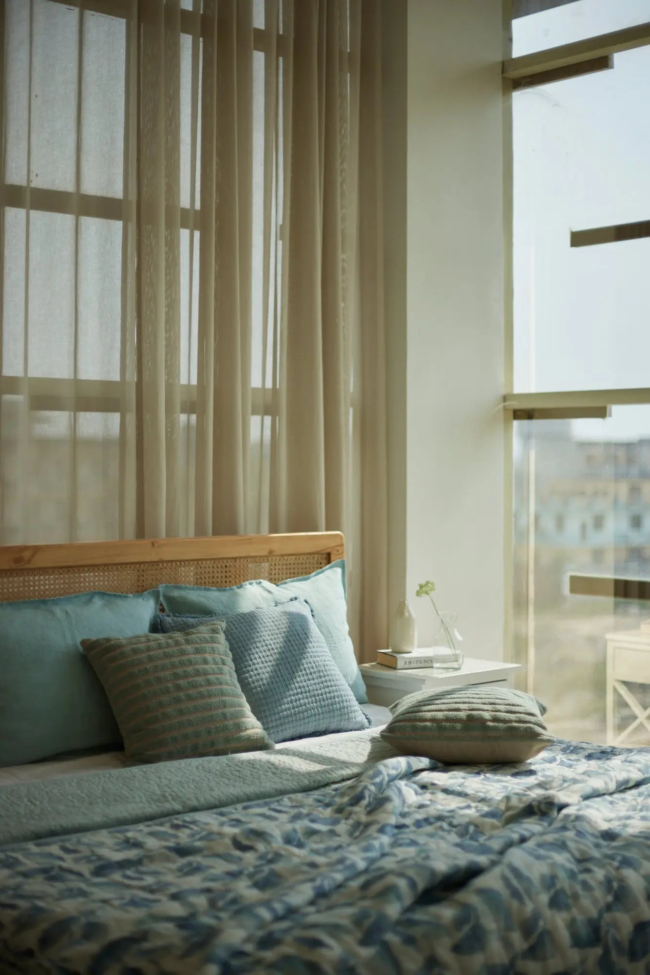 Venetian Linen Blue Cushion Cover SanctuaryLiving