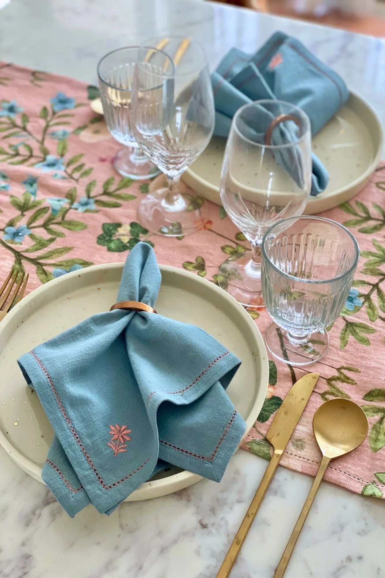 Valley Rose Linen Table Runner SanctuaryLiving