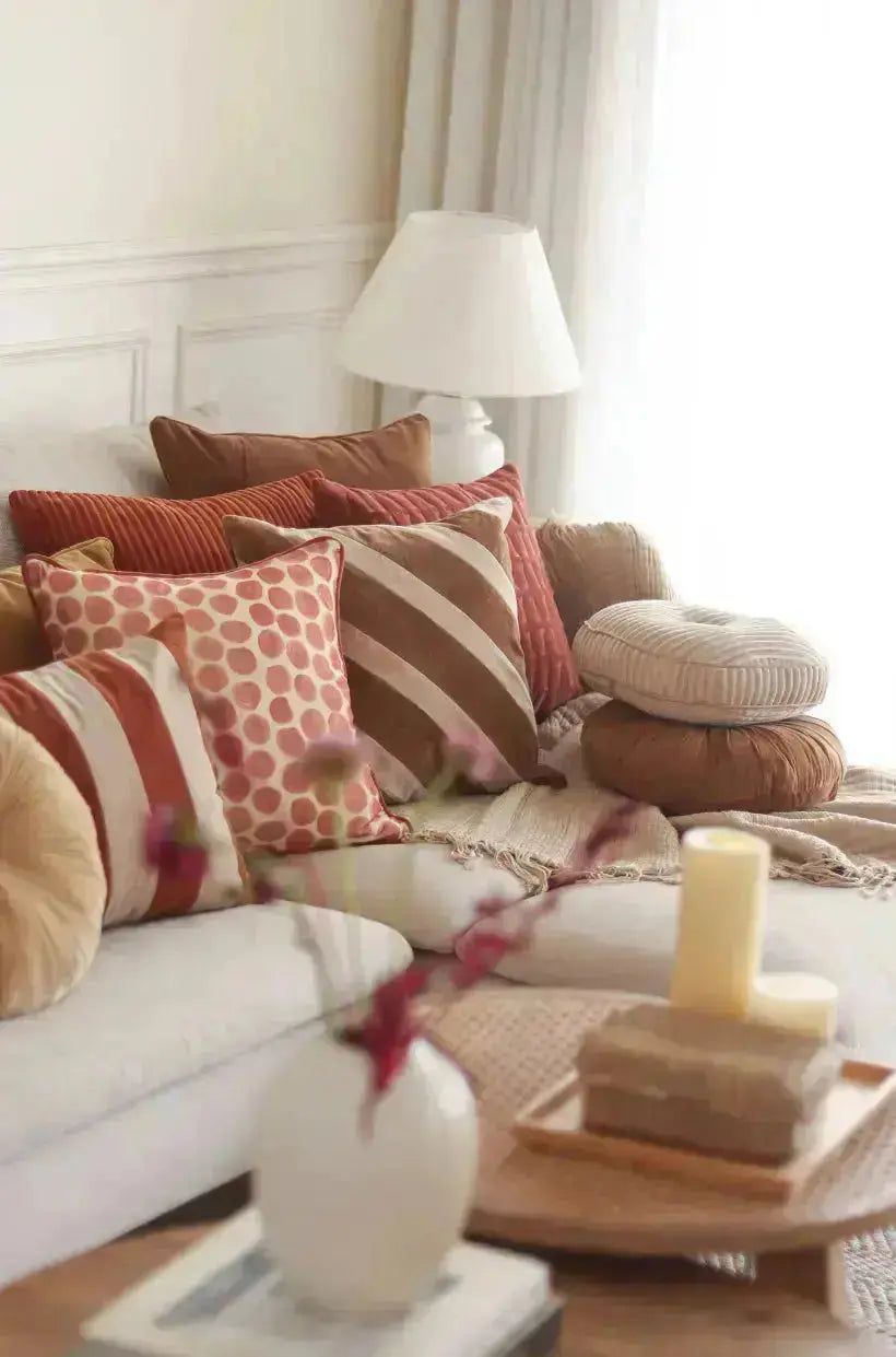 Luna Sandstone Velvet Round Cushion SanctuaryLiving