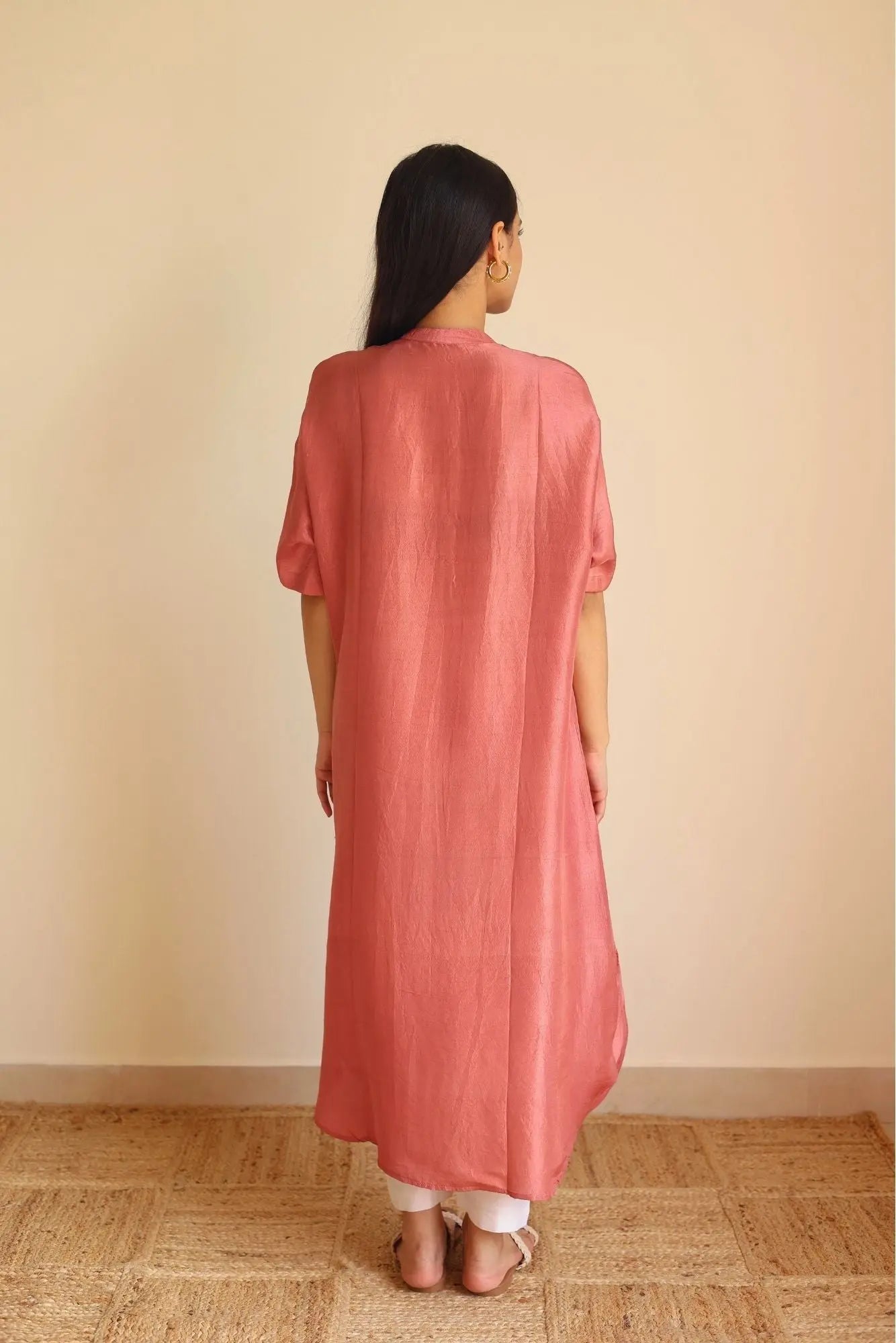 Luna Silk Coral Kurta SanctuaryLiving