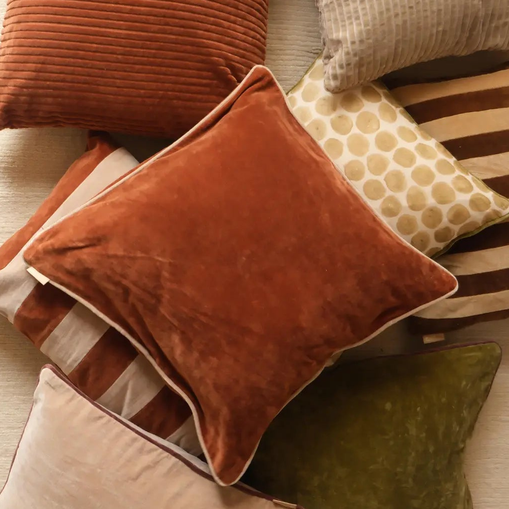 Glow Burnt Orange Velvet Cushion Cover SanctuaryLiving