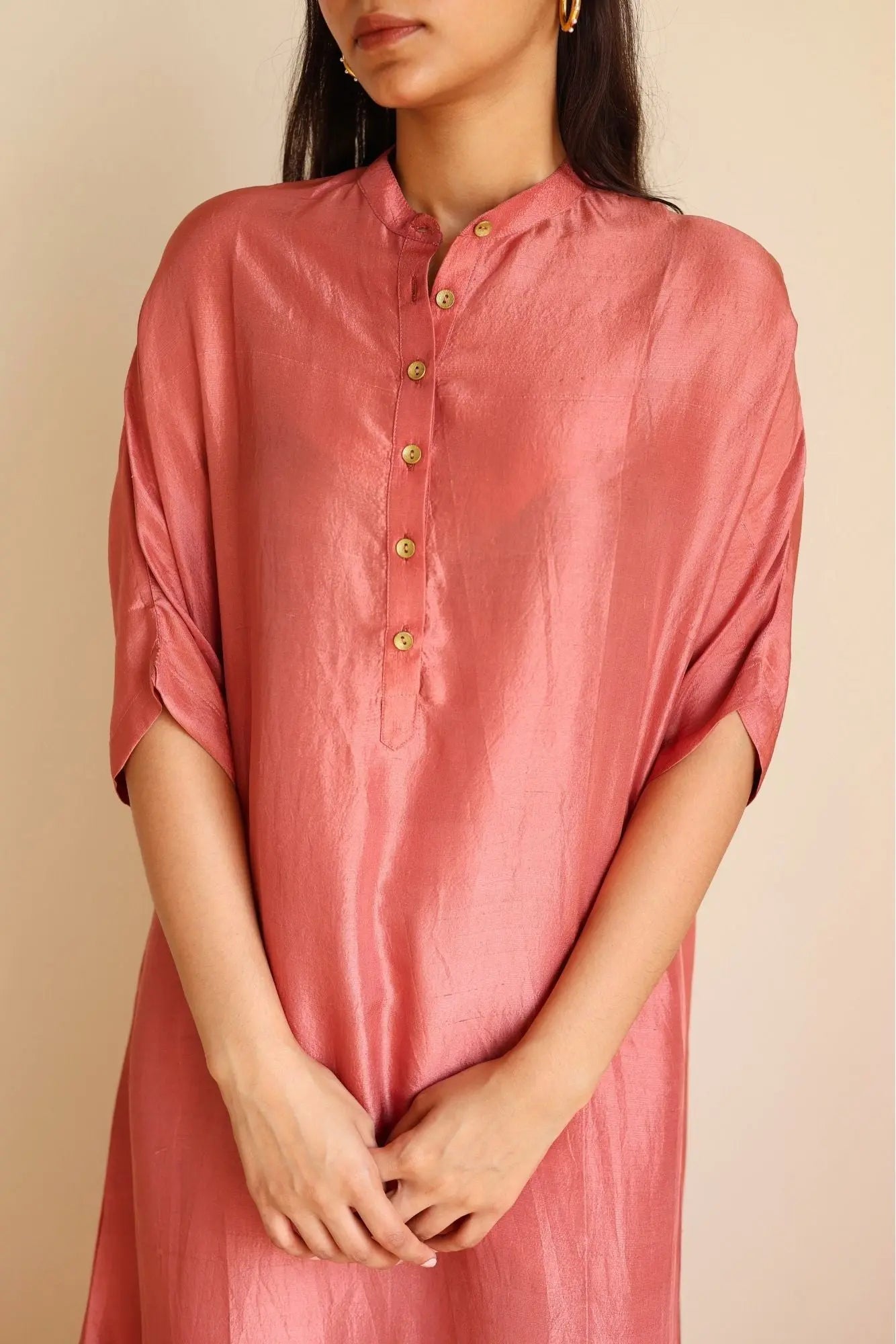 Luna Silk Coral Kurta SanctuaryLiving