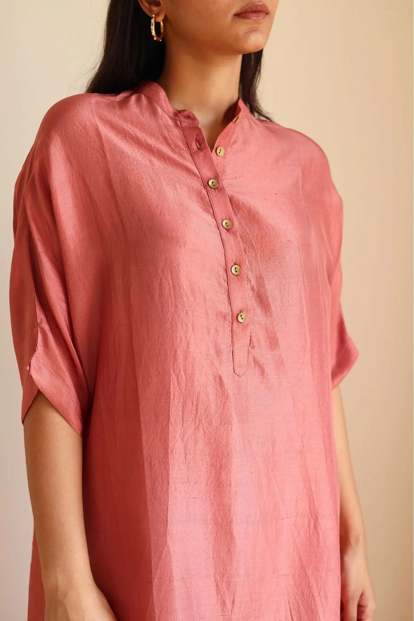 Luna Silk Coral Kurta SanctuaryLiving