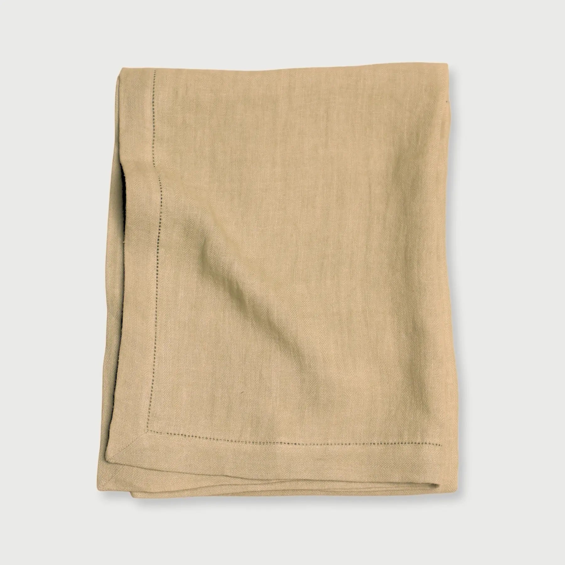 Sand Herringbone Linen Table Cover SanctuaryLiving