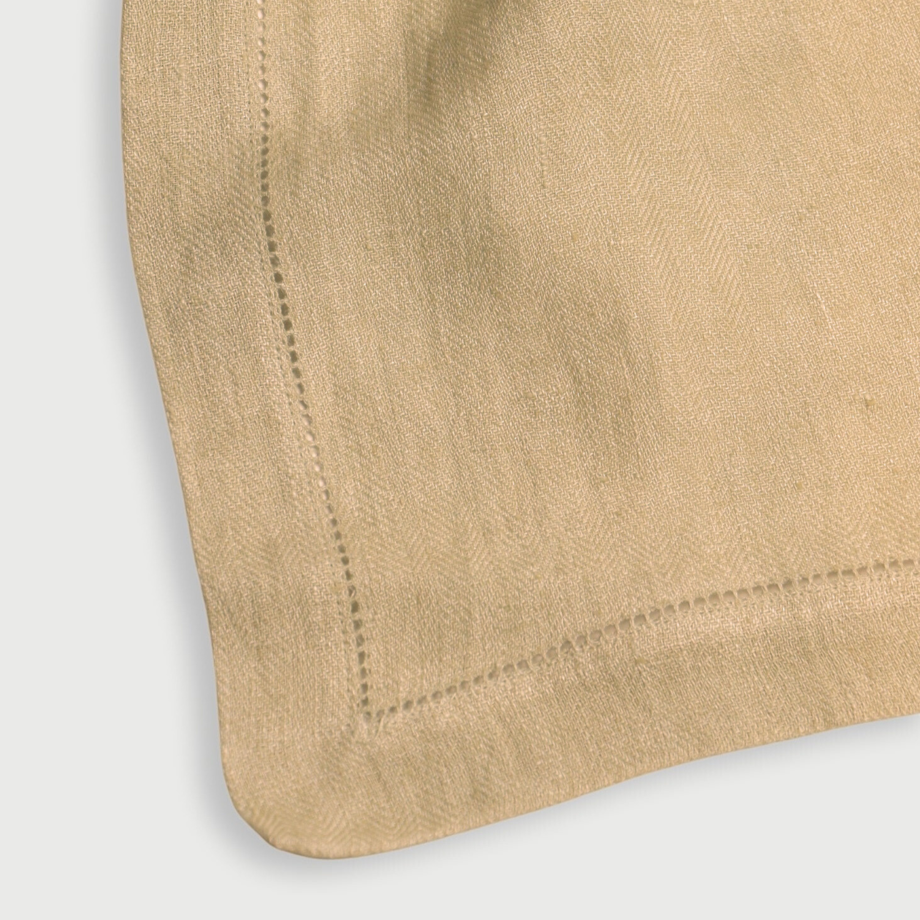 Sand Herringbone Linen Table Cover