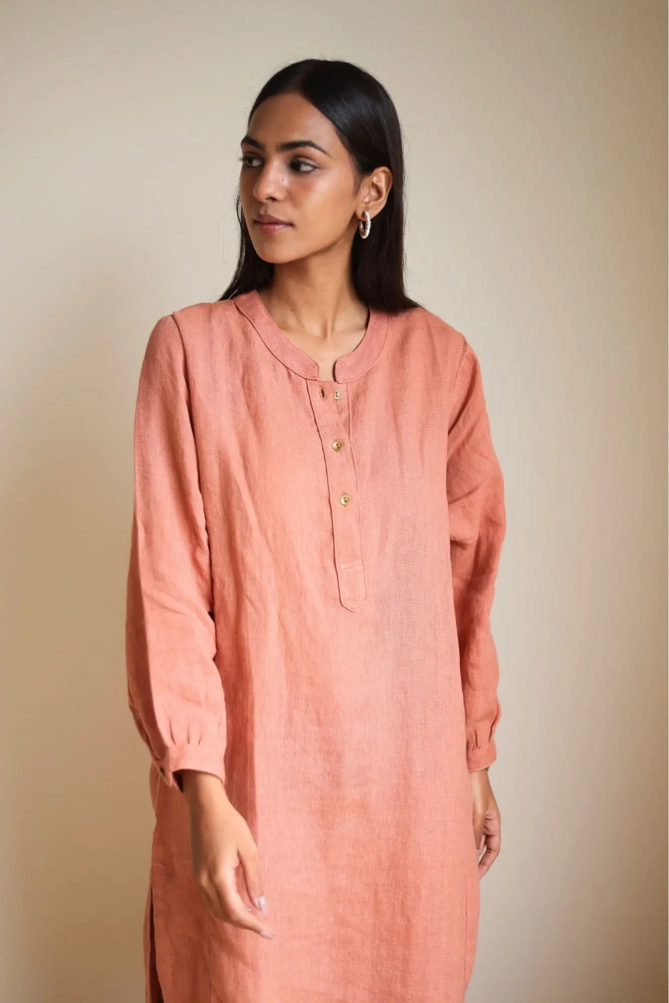 Eda Linen Rhubarb Kurta with Pants (Set of 2) SanctuaryLiving