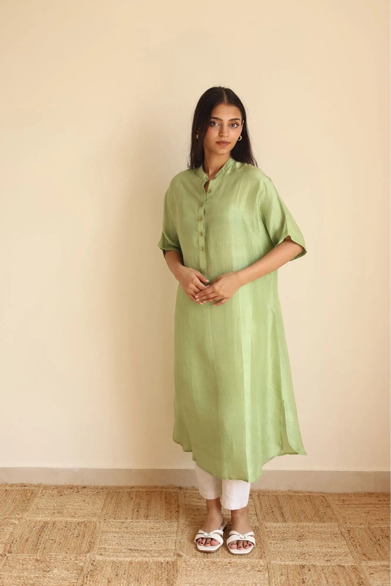 Luna Silk Mint Kurta SanctuaryLiving