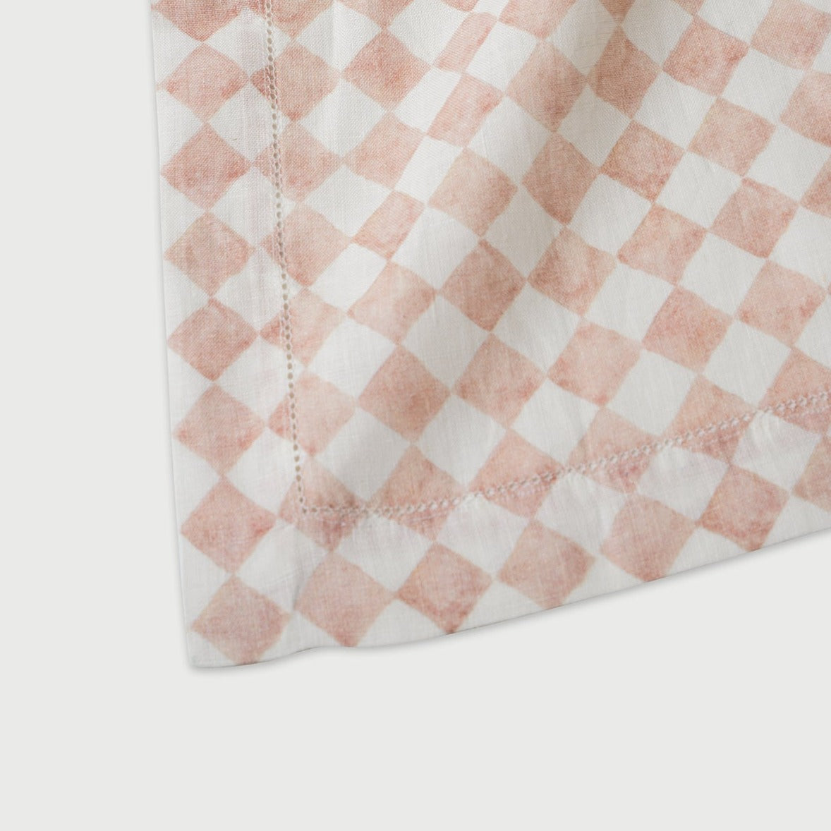 Checker Blush Linen Table Runner