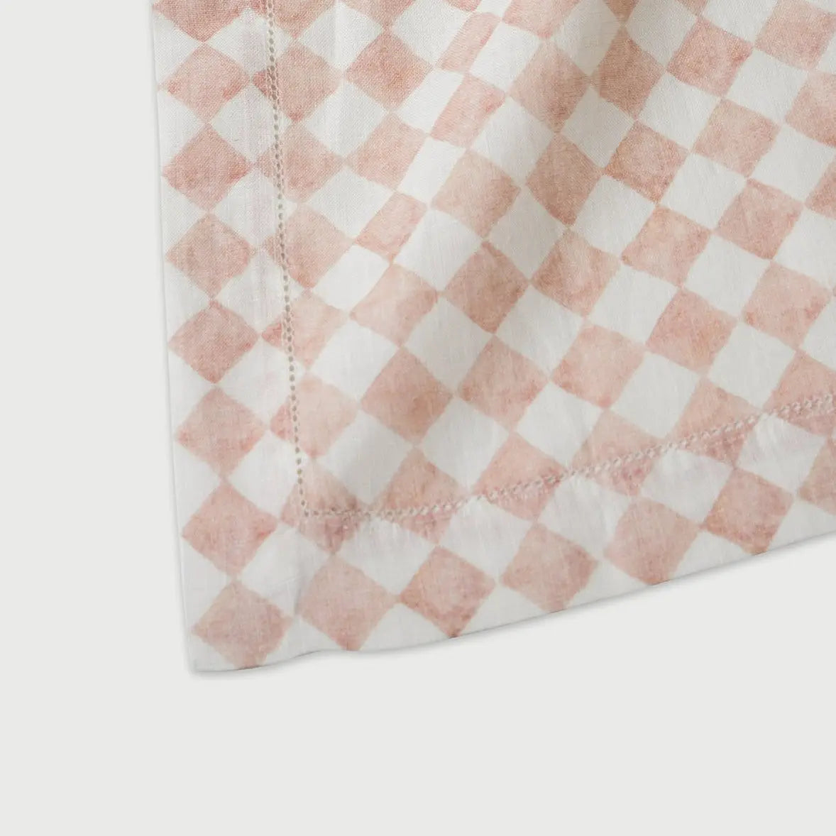 Checker Blush Linen Table Runner SanctuaryLiving