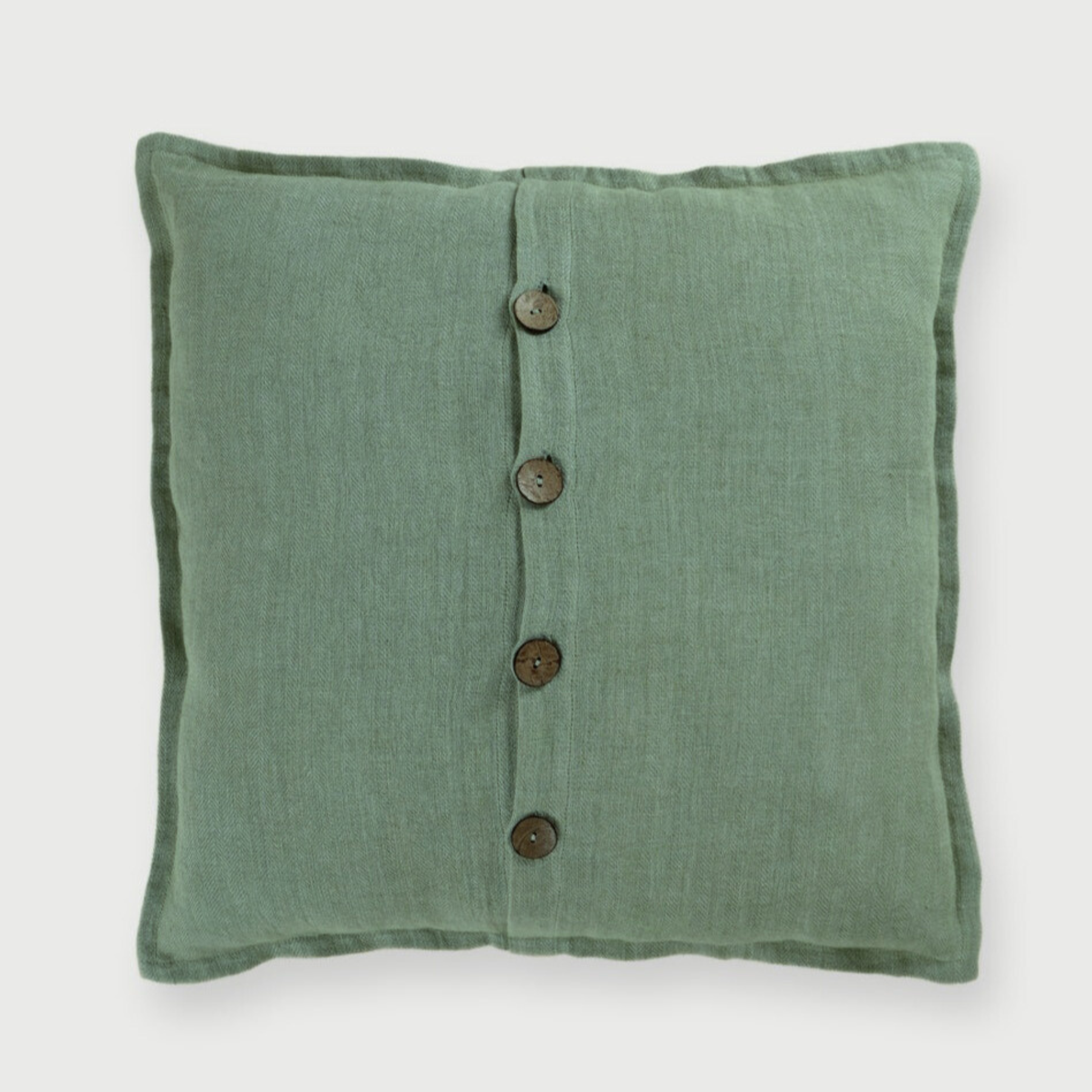Eucalyptus Herringbone Linen Cushion Cover