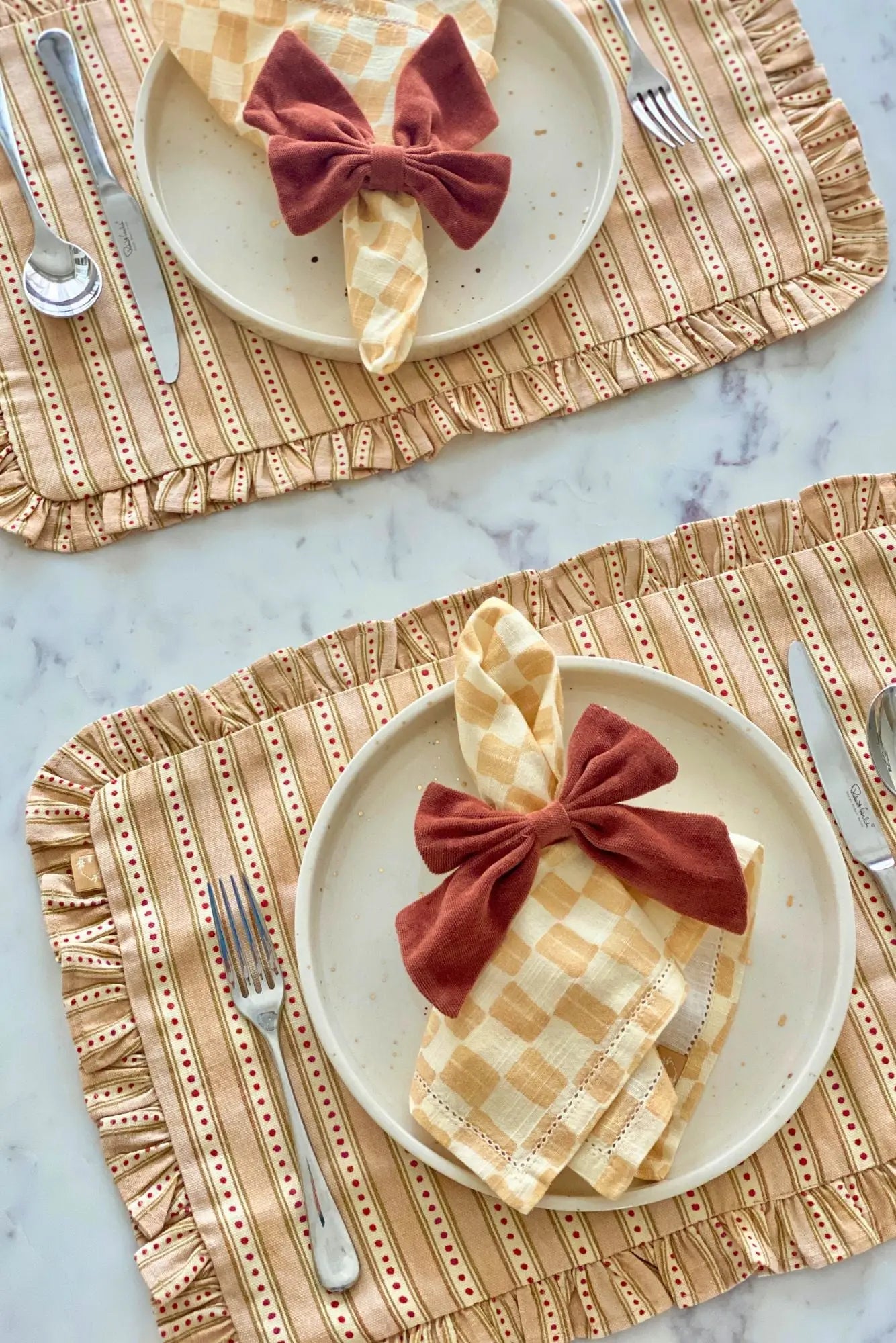 River Apricot Ruffle Table Mats-Set of 2 SanctuaryLiving