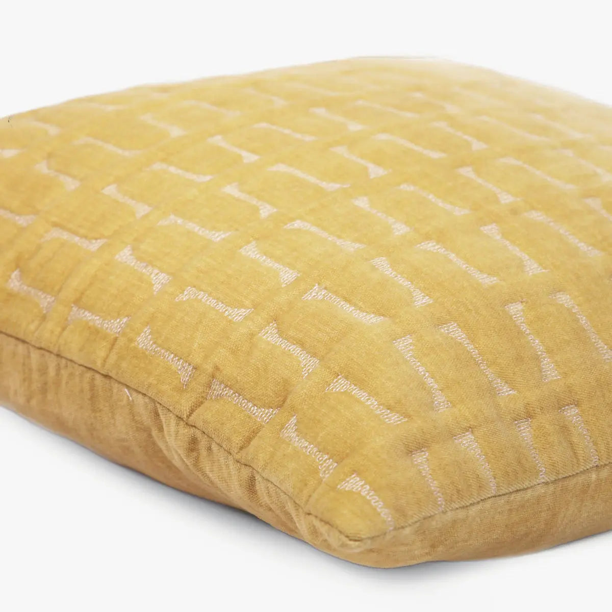 Twig Ochre Embroidered Velvet Cushion Cover SanctuaryLiving