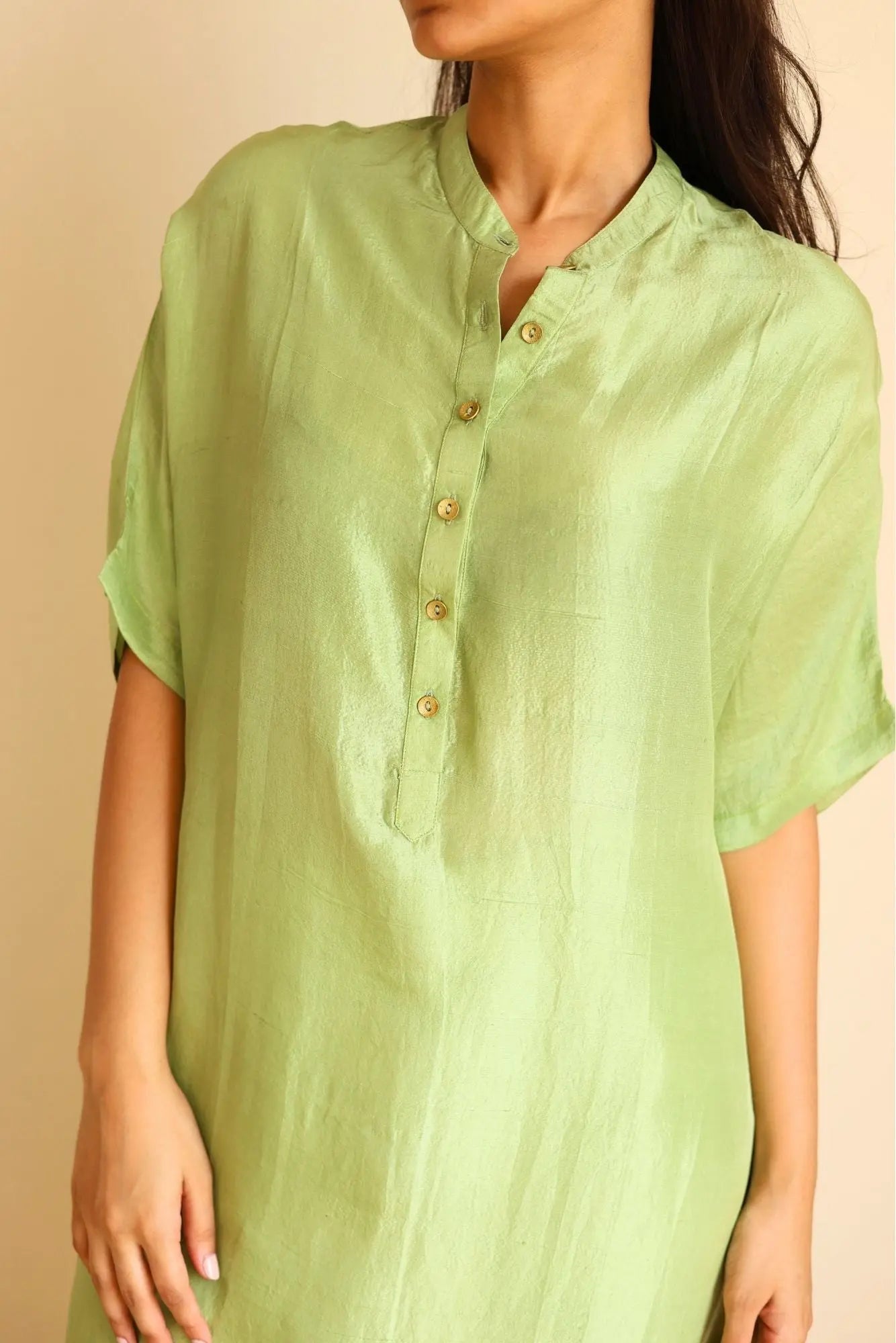 Luna Silk Mint Kurta SanctuaryLiving