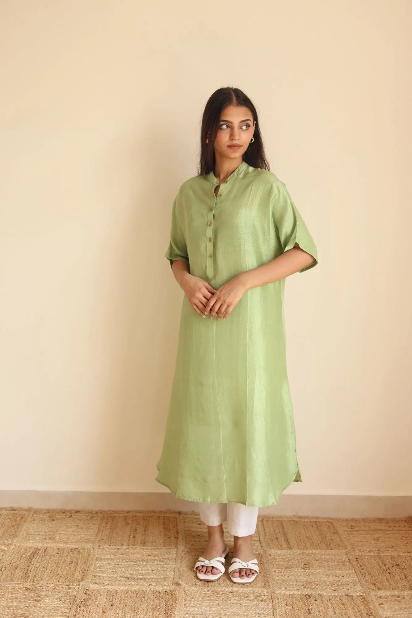 Luna Silk Mint Kurta SanctuaryLiving