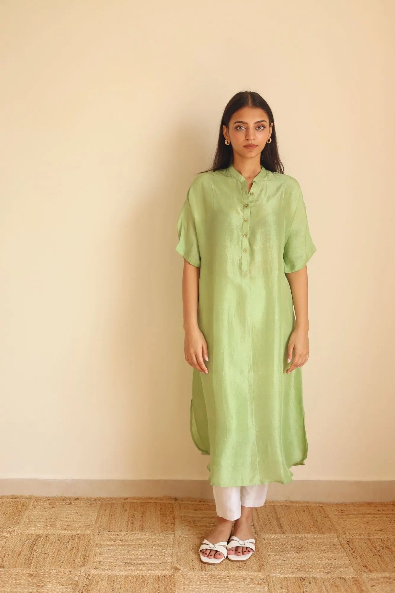 Luna Silk Mint Kurta SanctuaryLiving