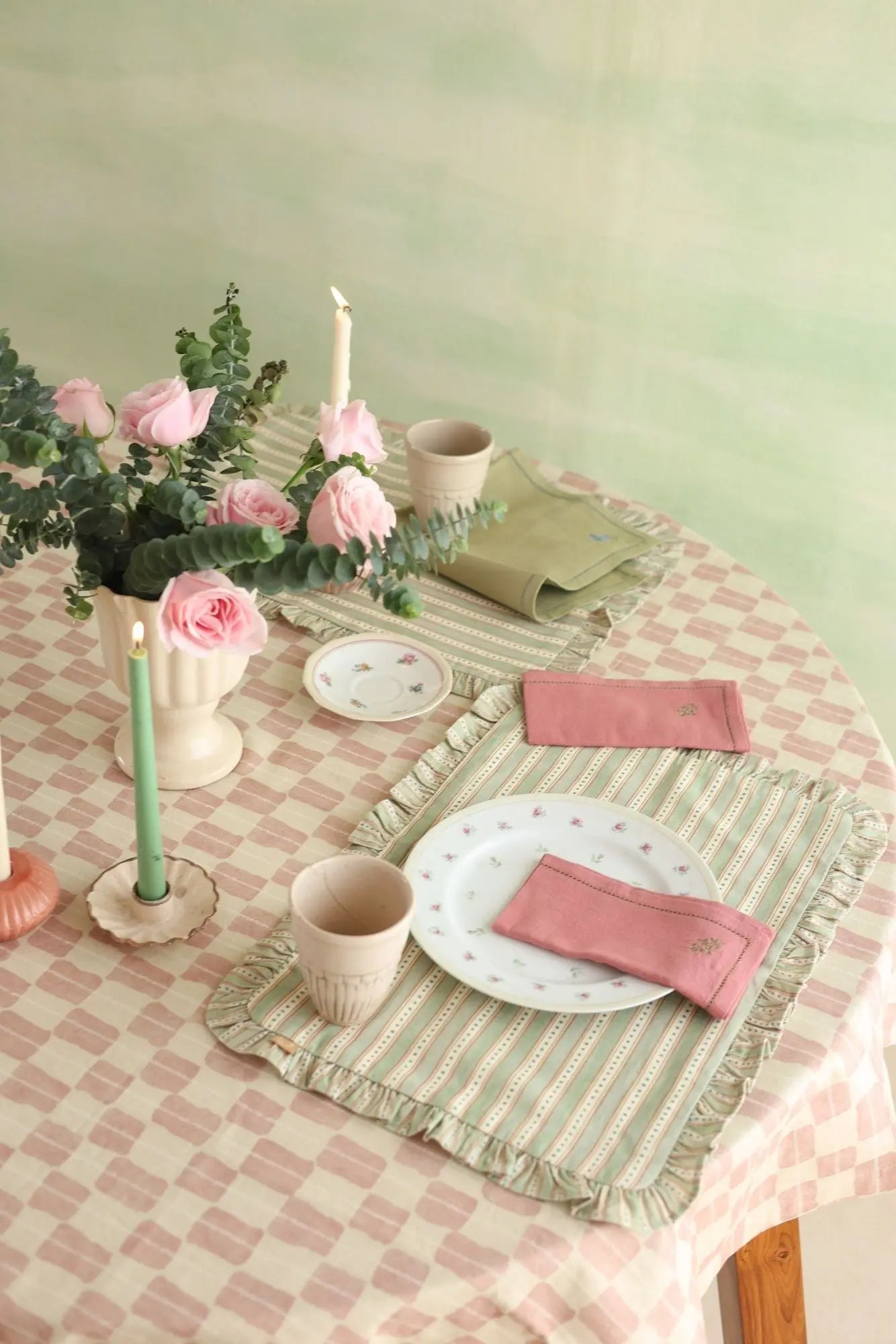 Echo Rose Cotton Table Cover SanctuaryLiving
