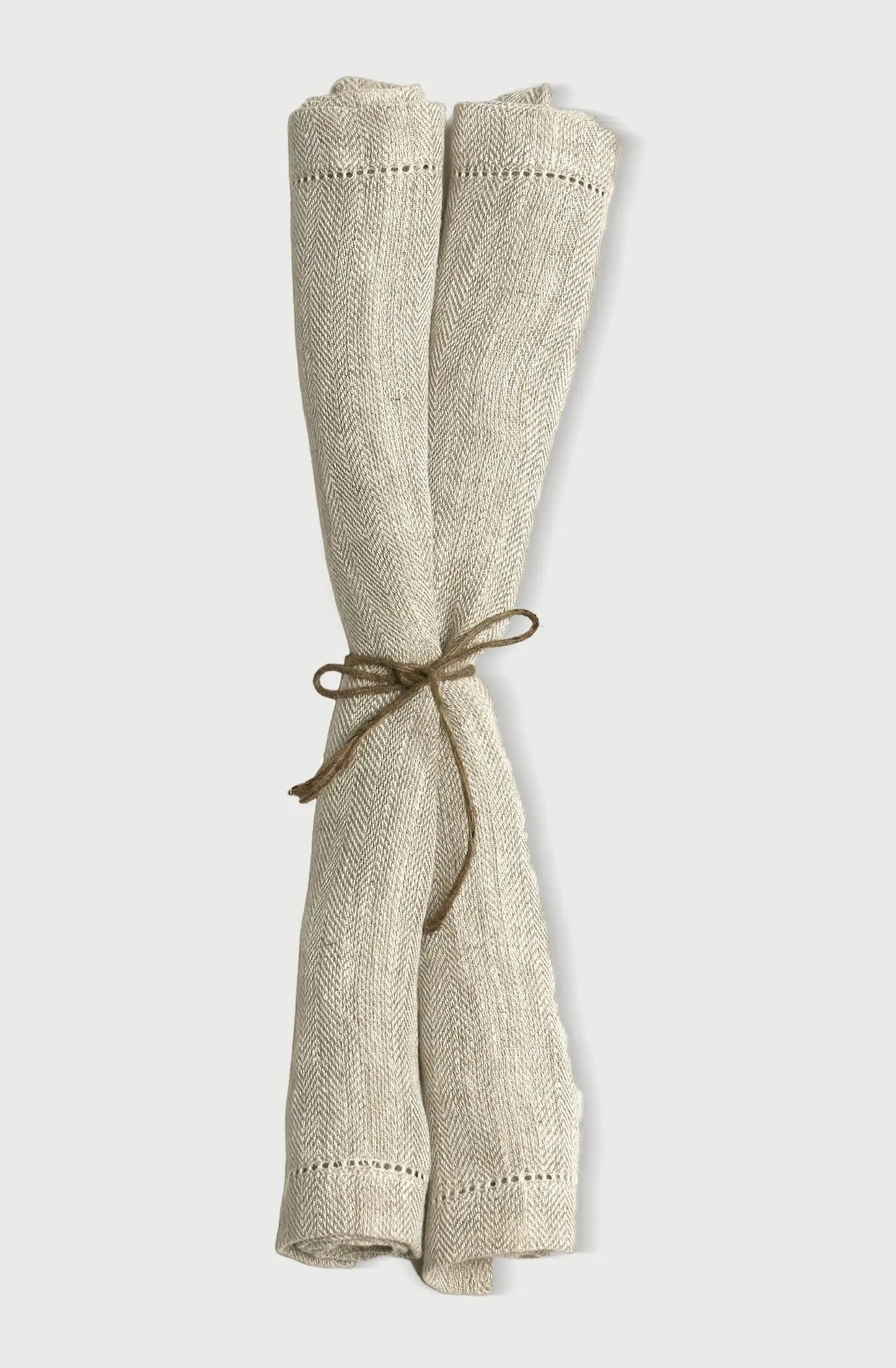 Hemstitch Oatmeal Linen Table Mats-Set of 2 SanctuaryLiving