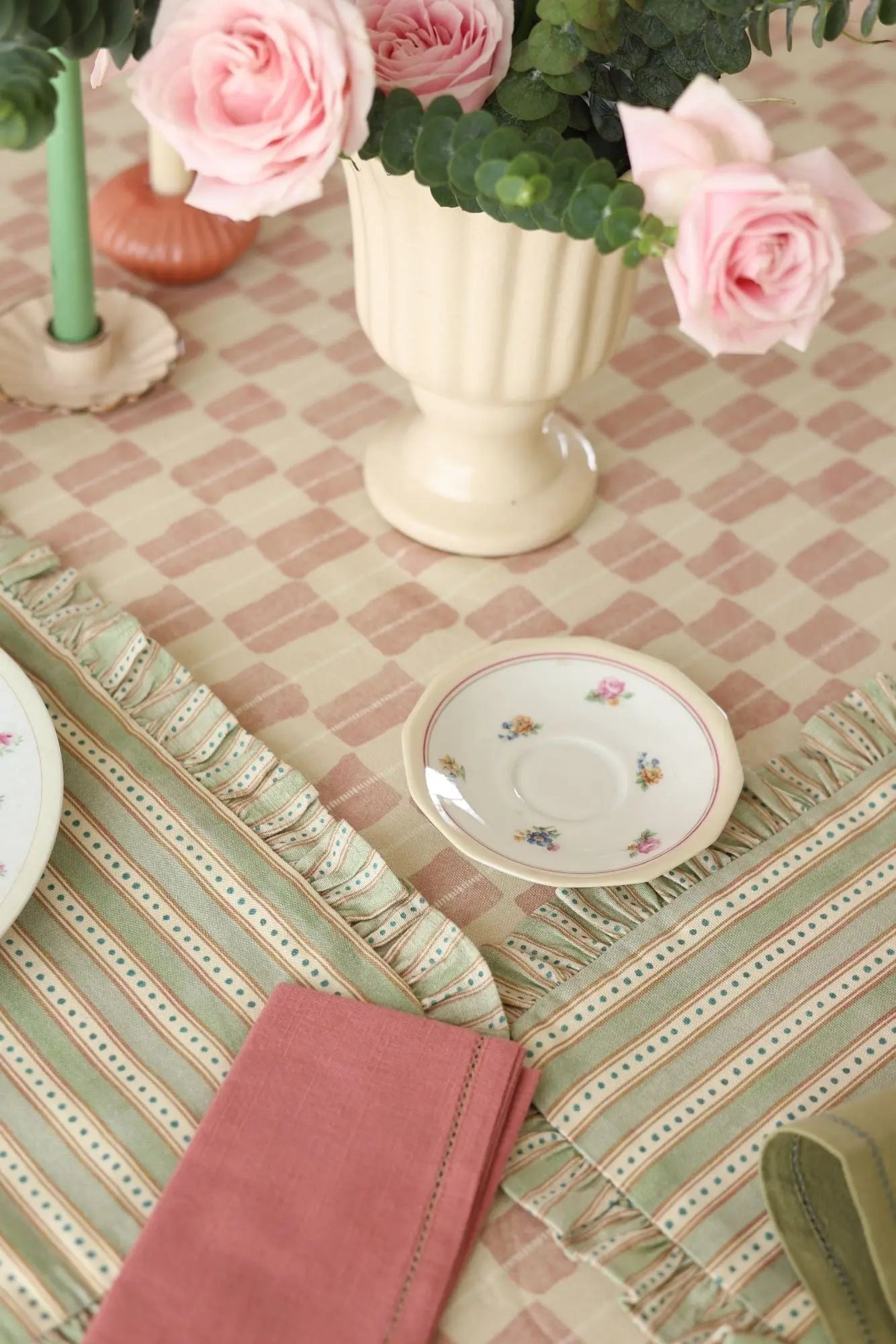 Echo Rose Cotton Table Cover SanctuaryLiving