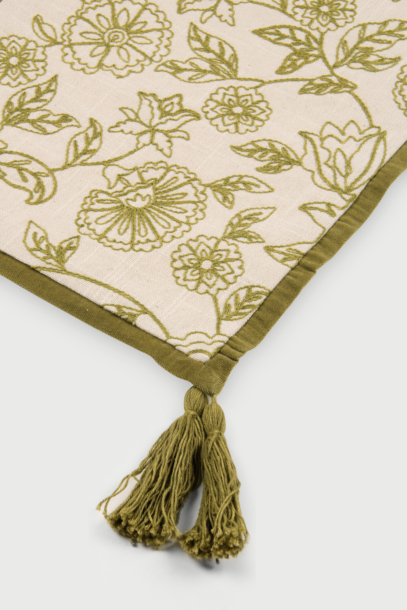 Rosabelle Chintz Olive Table Runner