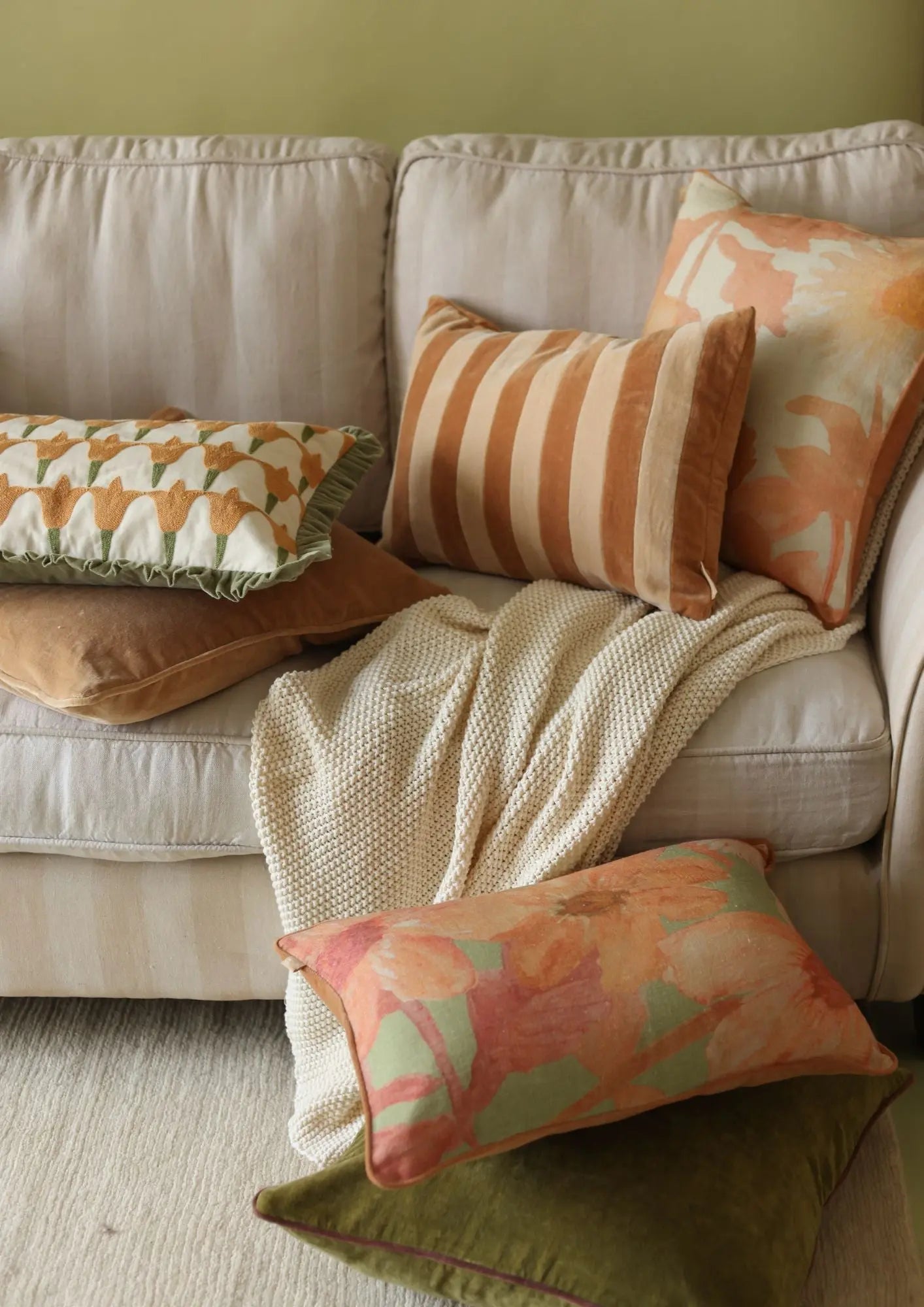 Holly Melon Striped Oblong Cushion Cover SanctuaryLiving
