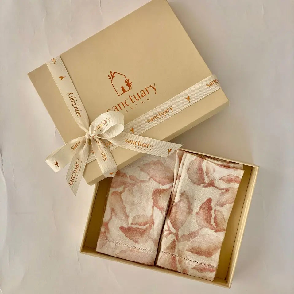 Linen Cascade Blush Napkins Gift Set SanctuaryLiving